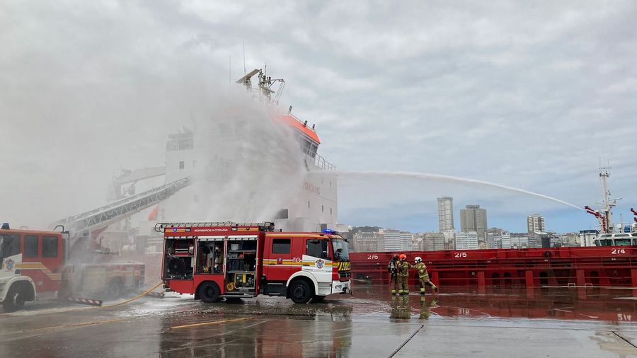 Incendio en un buque mercante