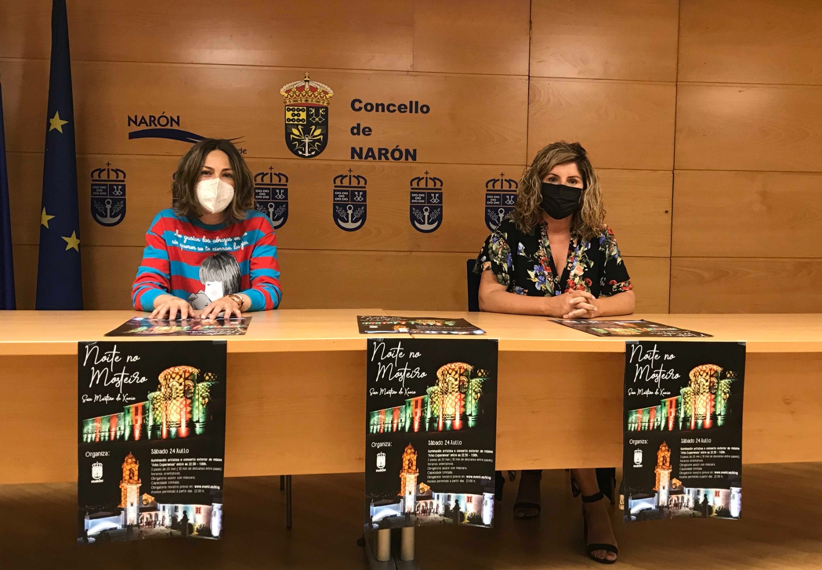 La alcaldesa, Marián Ferreiro, y la concejala de Fiestas y Turismo, Natalia Hermida, presentan "Noche en el monasterio" | CONCELLO DE NARÓN