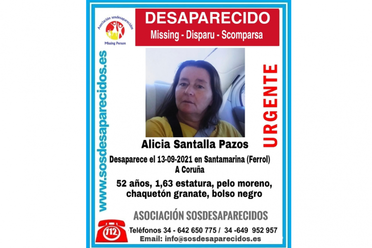 Cartel sobre la desaparición de Alicia Santalla | SOS DESAPARECIDOS