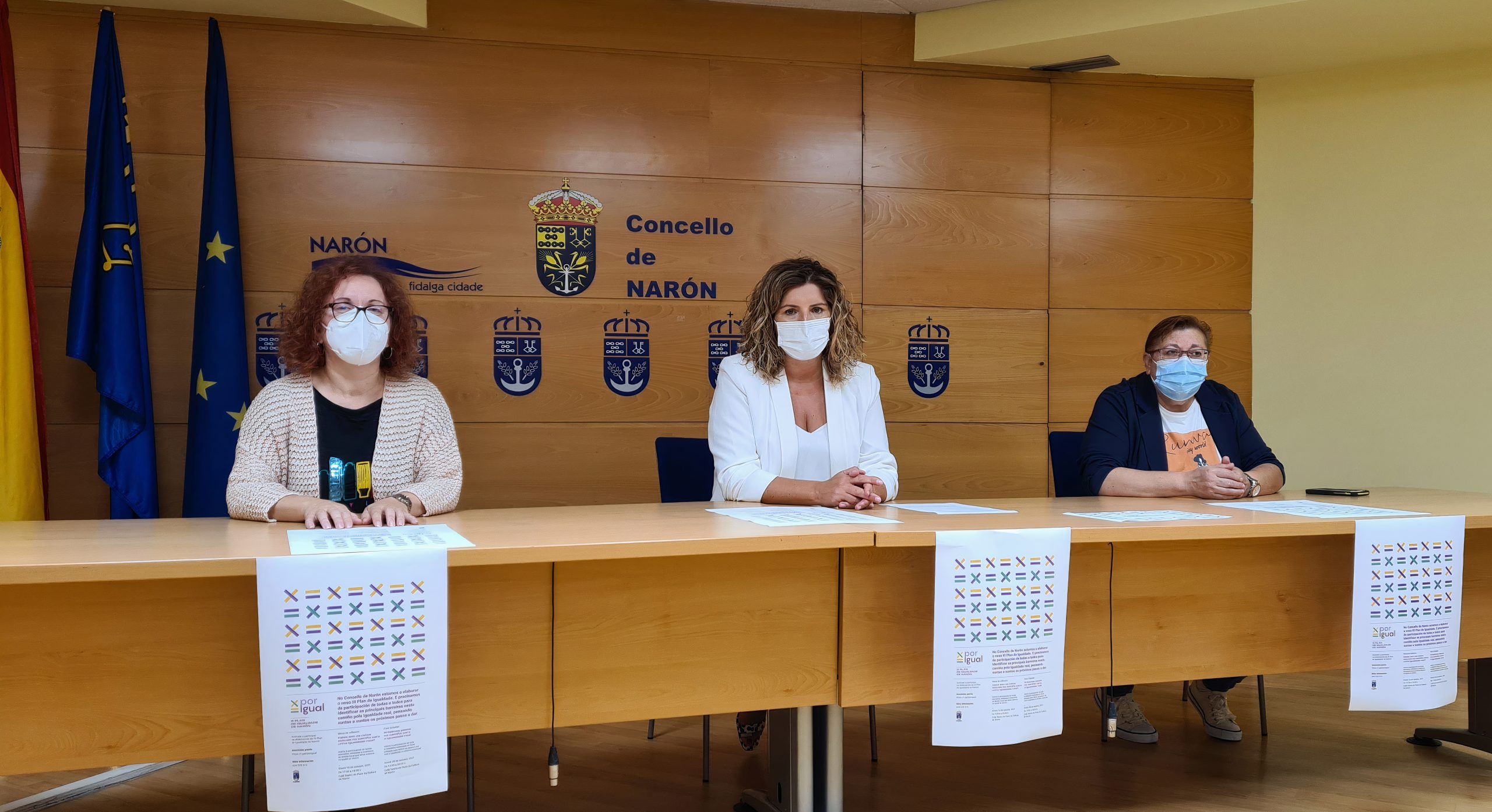 La alcaldesa, Marián Ferreiro, presentó las nuevas acciones junto con las concejalas de Igualdad, Mar Gómez, y Participación Ciudadana, Catalina García