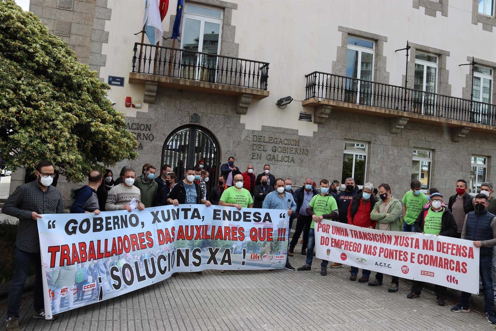 Protesta de trabajadores de As Pontes en demanda de un convenio de "transición justa" | CIG