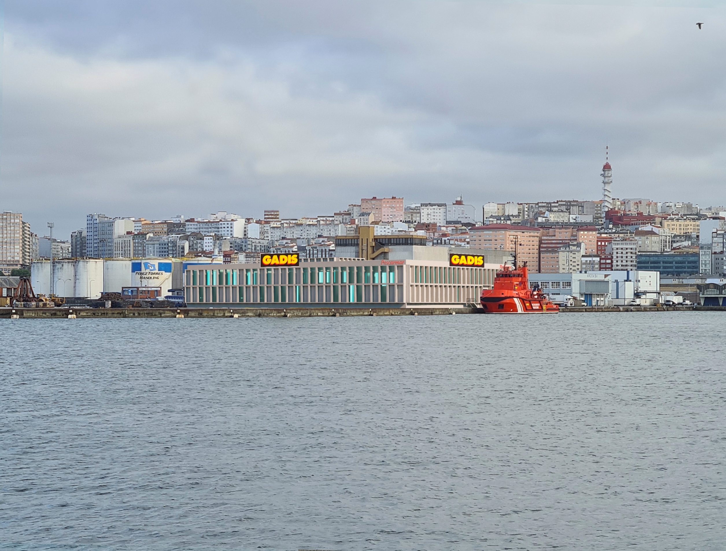 Recreación de la nueva nave de Gadisa en el puerto coruñés