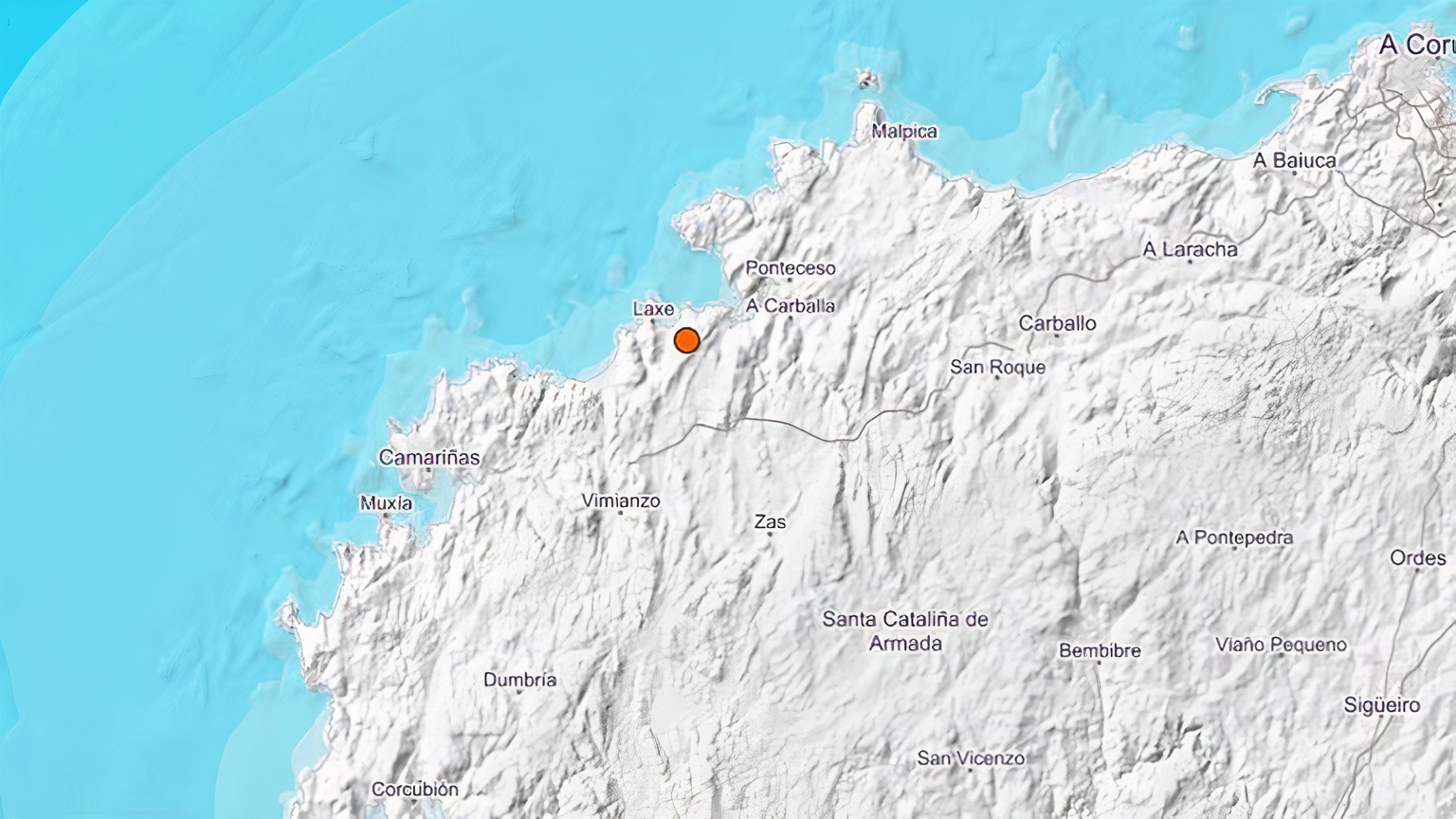 Mapa con el epicentro del terremoto