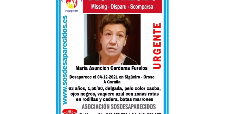 María Asunción Cardama Furelos, mujer de 65 años desaparecida en Sigüeiro, Oroso (A Coruña) | SOS DESAPARECIDOS