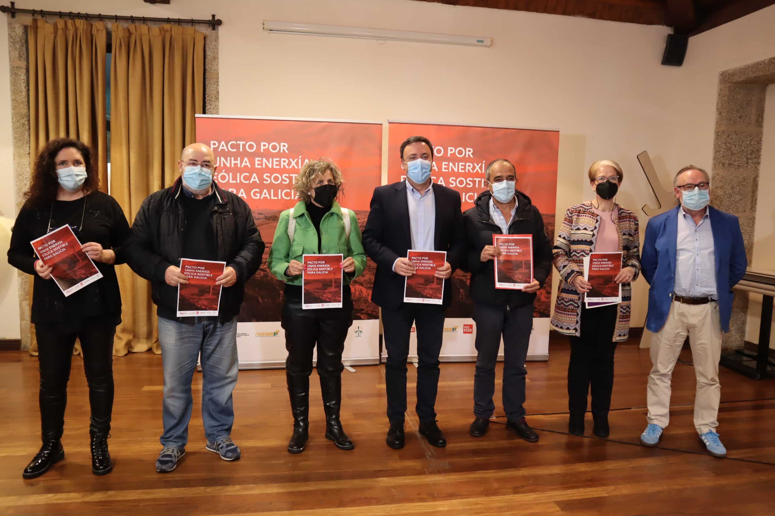 El PSdeG sella con UGT y CC.OO. Y otras organizaciones un pacto por una energía eólica sostenible
