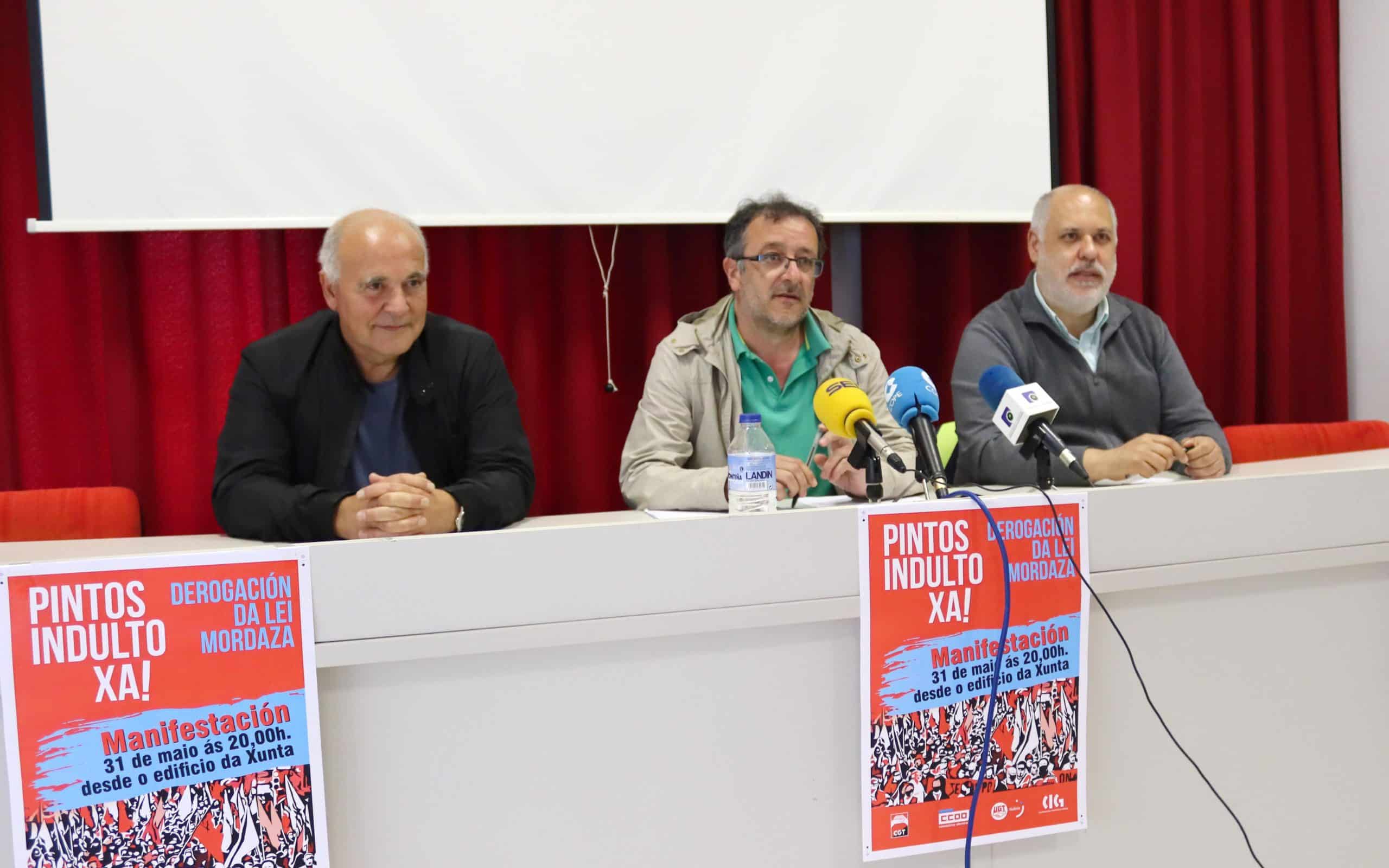 Comparecencia de los representantes de CCOO, CIG y CGT esta mañana