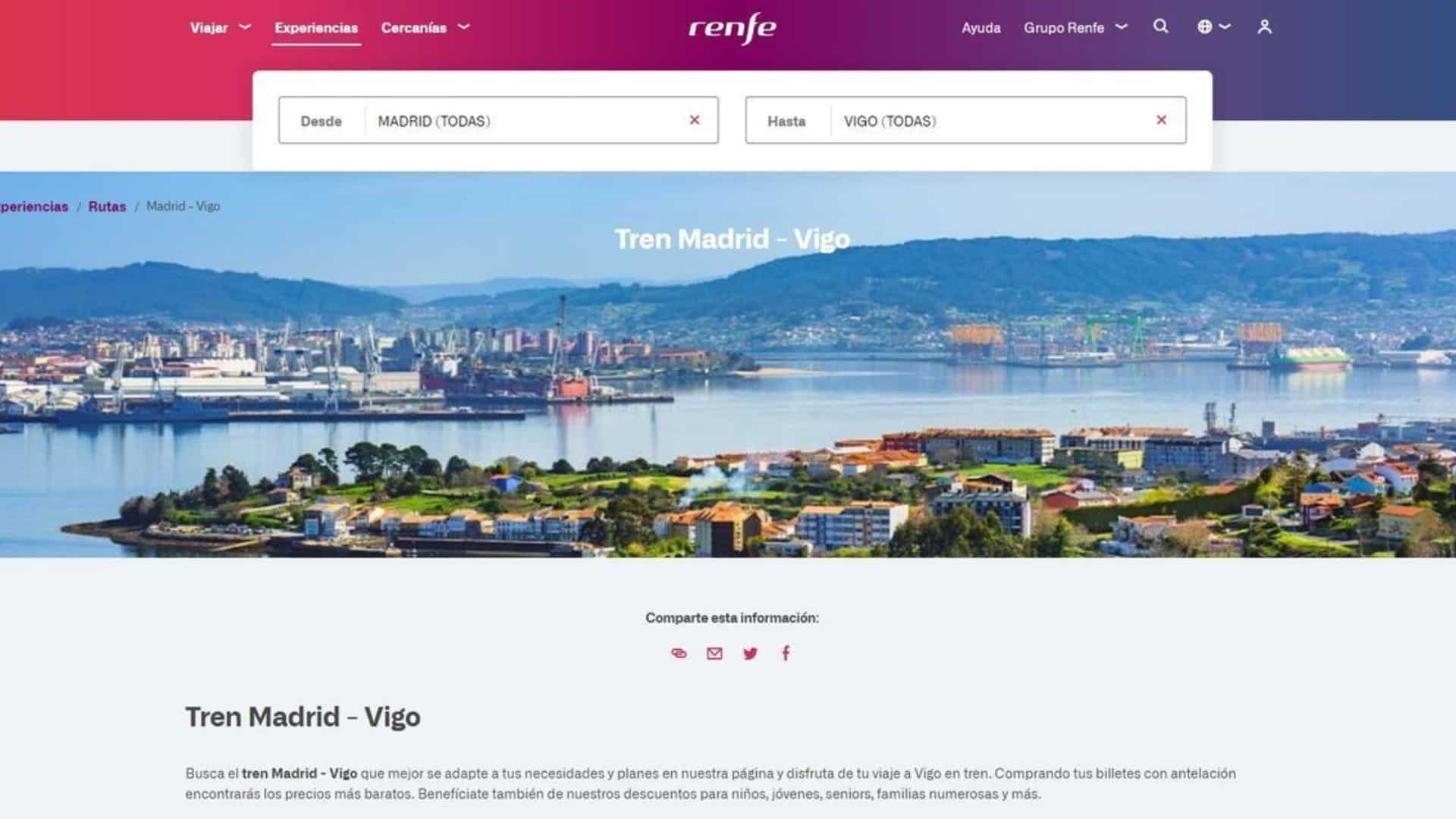 La imagen de Ferrol para promocionar Vigo en la web de Renfe | RENFE