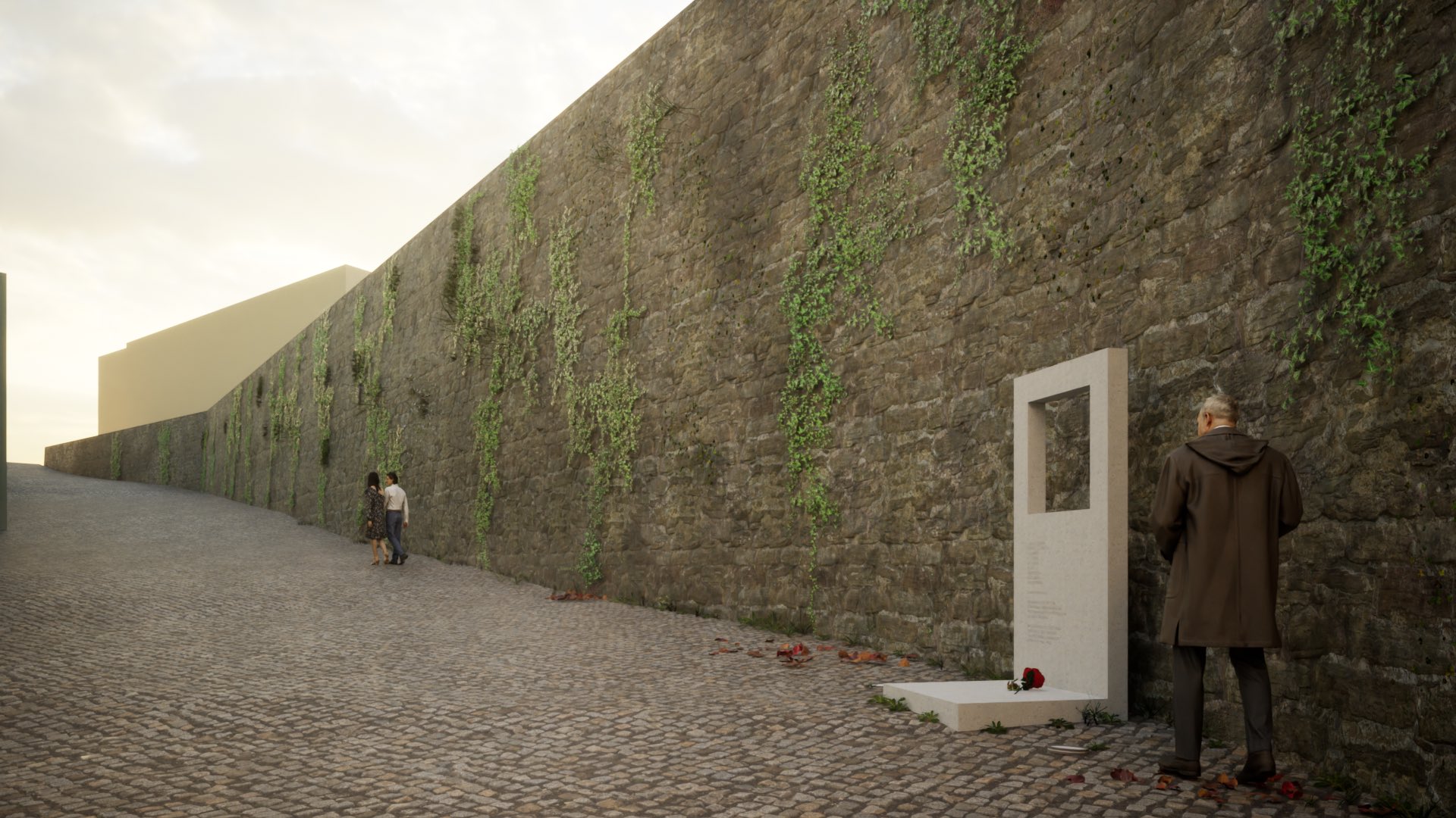 Simulación do proxecto do 'muro do Porto', que serviría para render homenaxe ás vítimas do franquismo en Pontedeume | PEPE BARRO