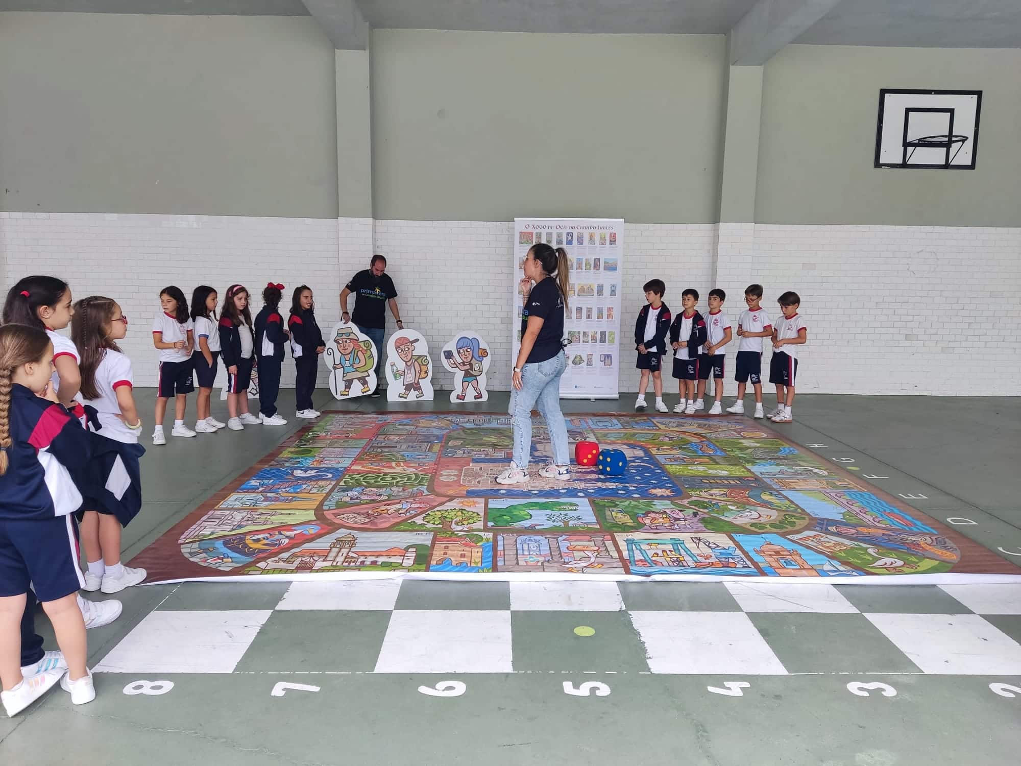 Los alumnos se sirvieron de esta adaptación del Juego de la Oca para conocer el Camiño Inglés