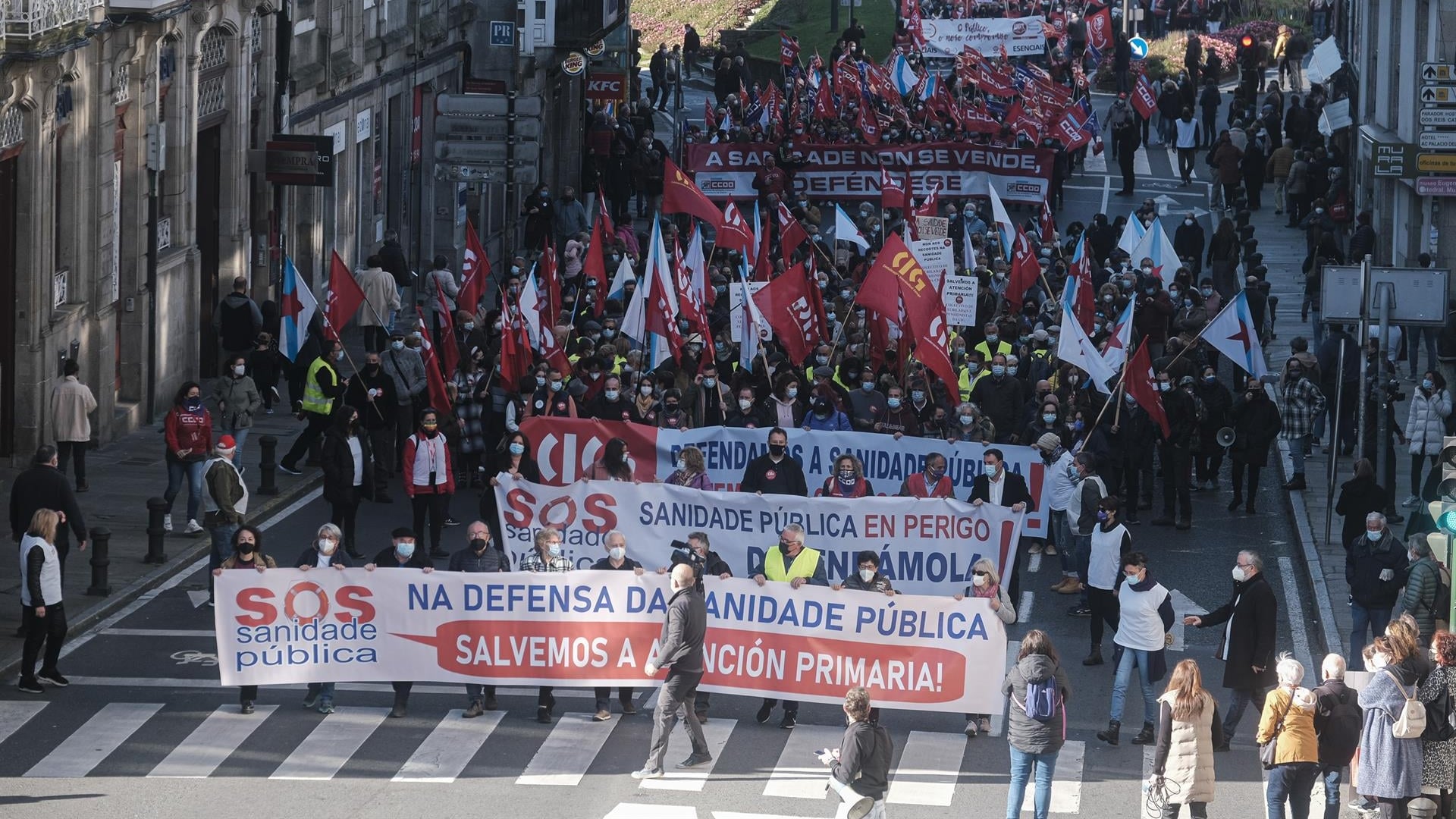 Imagen de archivo de una manifestación en defensa de la sanidad pública gallega en Santiago de Compostela | EUROPA PRESS