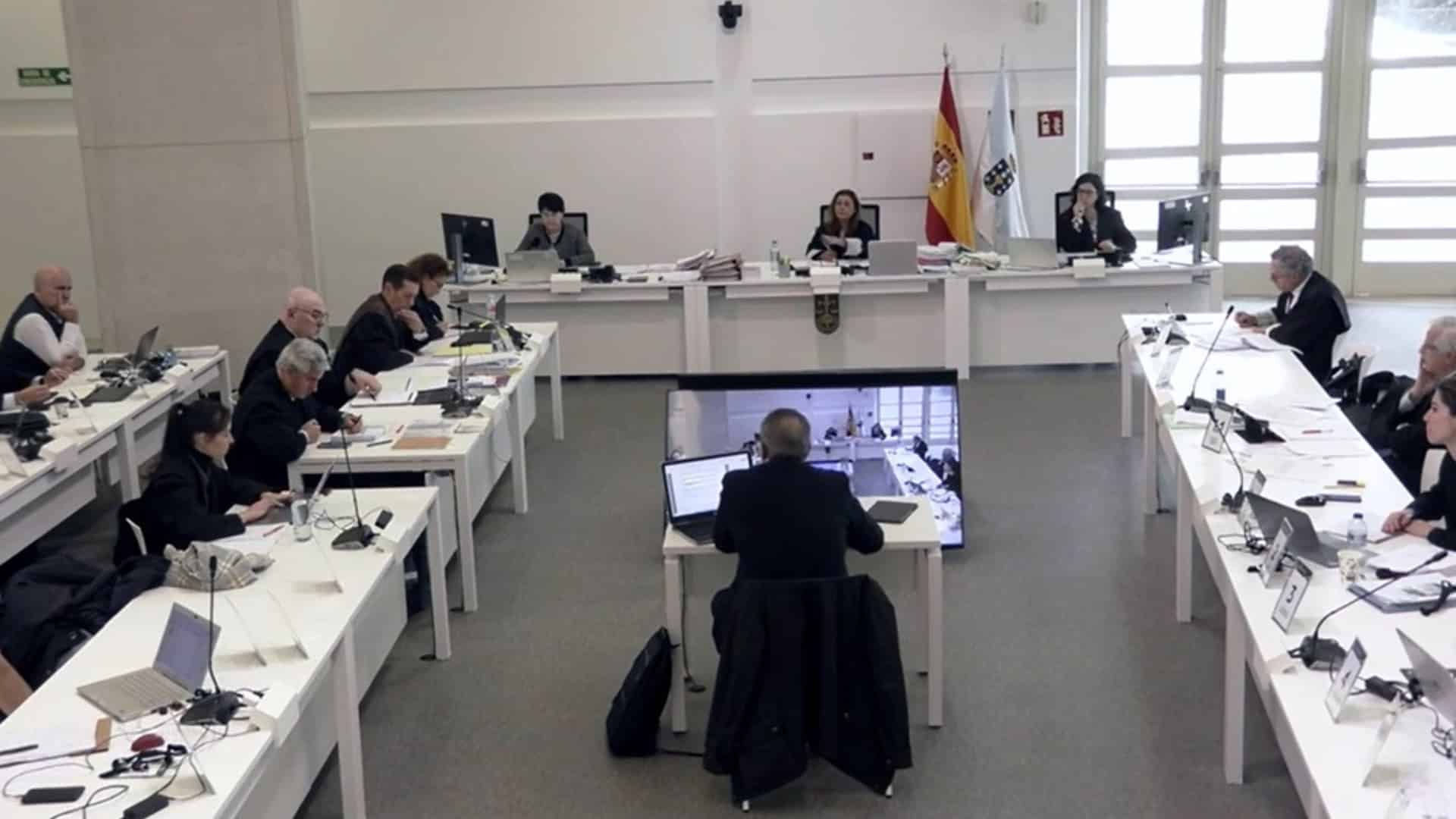 La sala del juicio del Alvia, durante la comparecencia del perito César Mariñas | EP