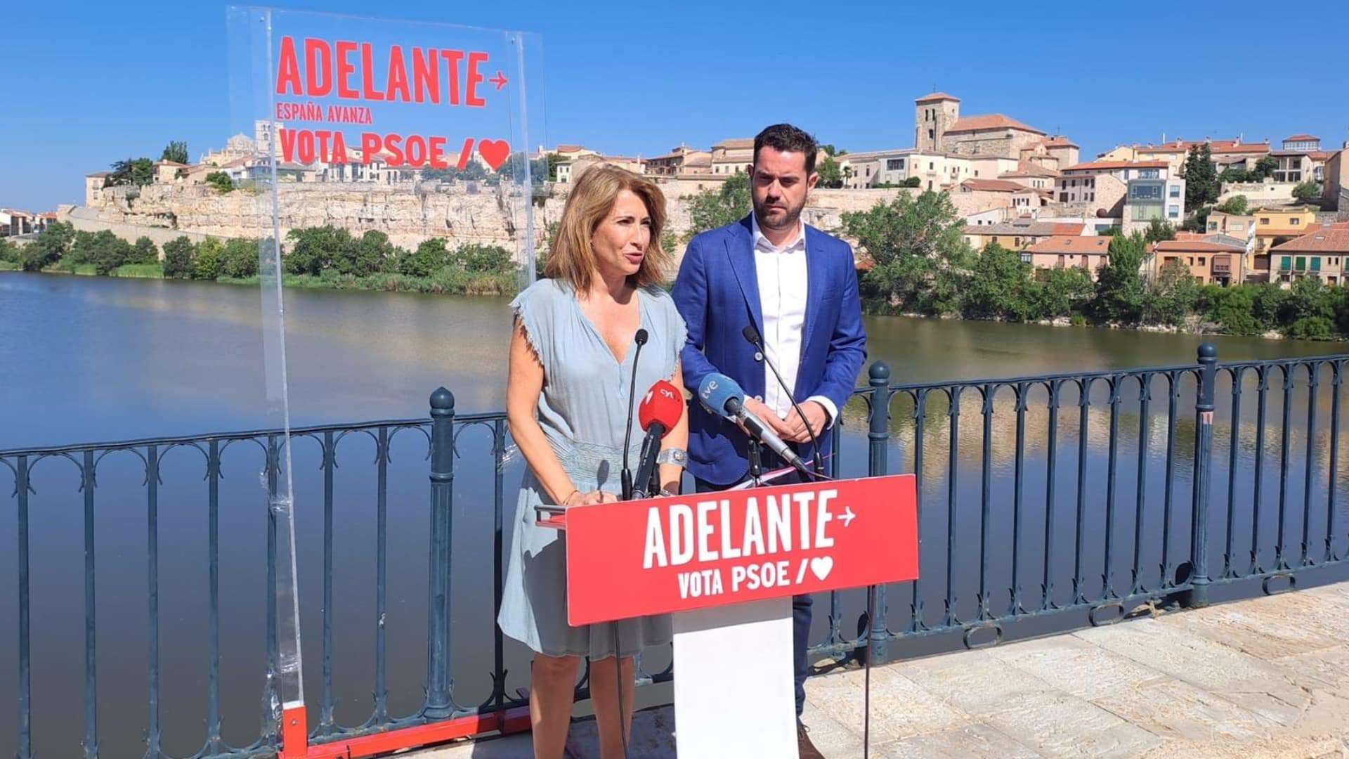La ministra de Transportes, Raquel López, en un acto electoral del PSOE en Zamora | PSOE
