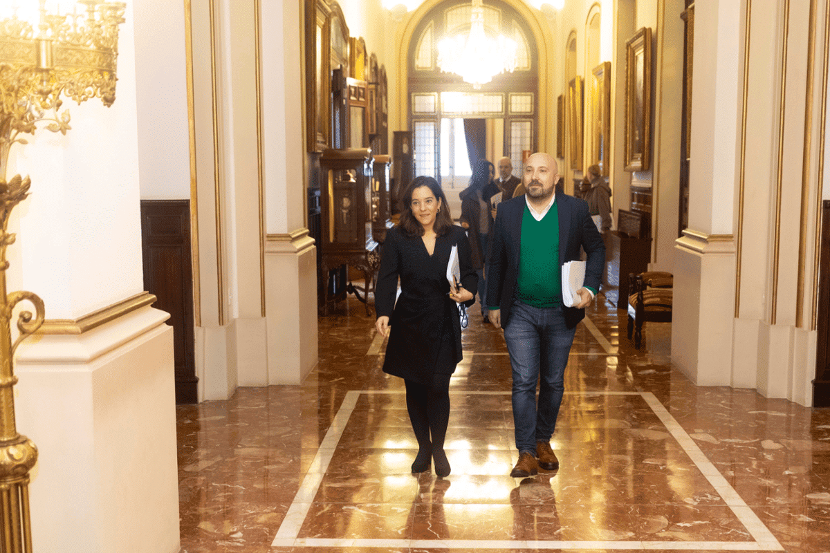 Inés Rey y José Manuel Lage a su llegada al pleno