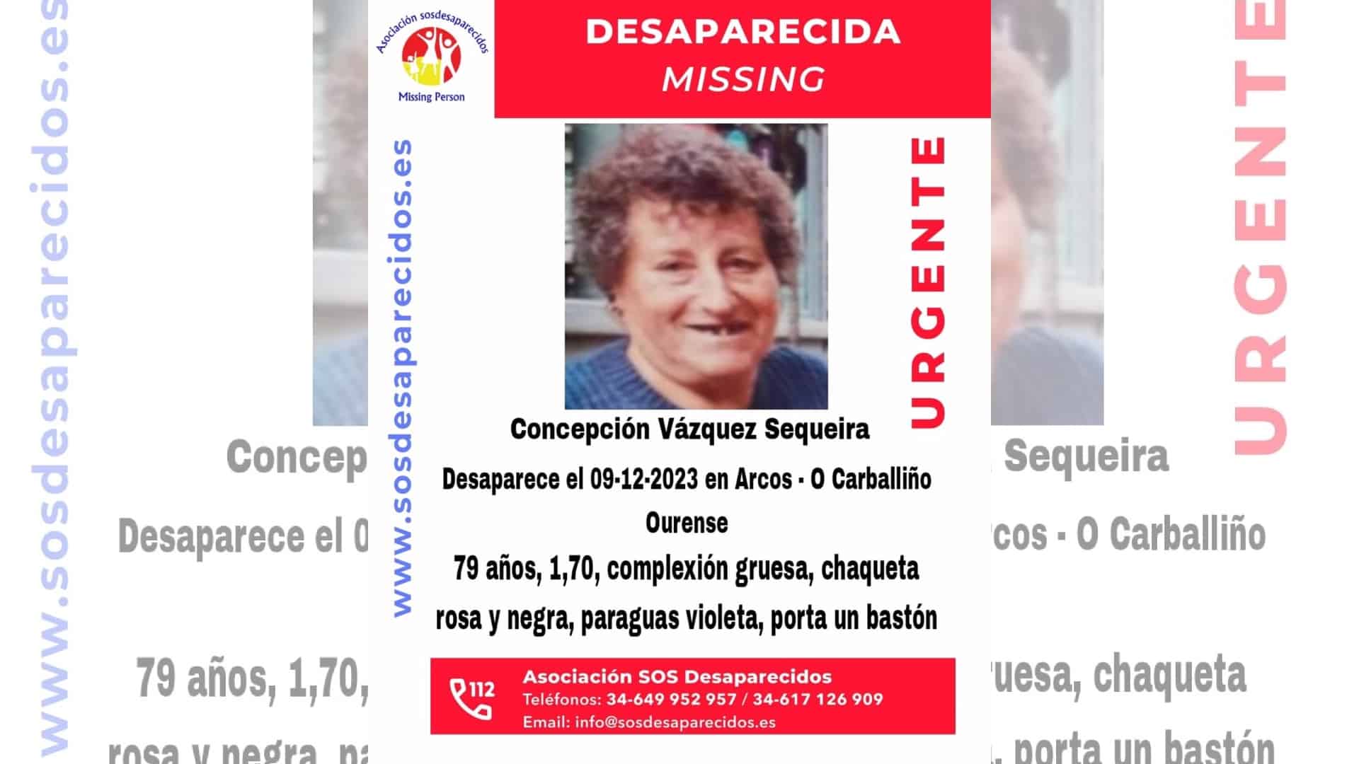 Concepción Vázquez Sequeira, desaparecida en O Carballiño | @SOSDESAPARECIDOS