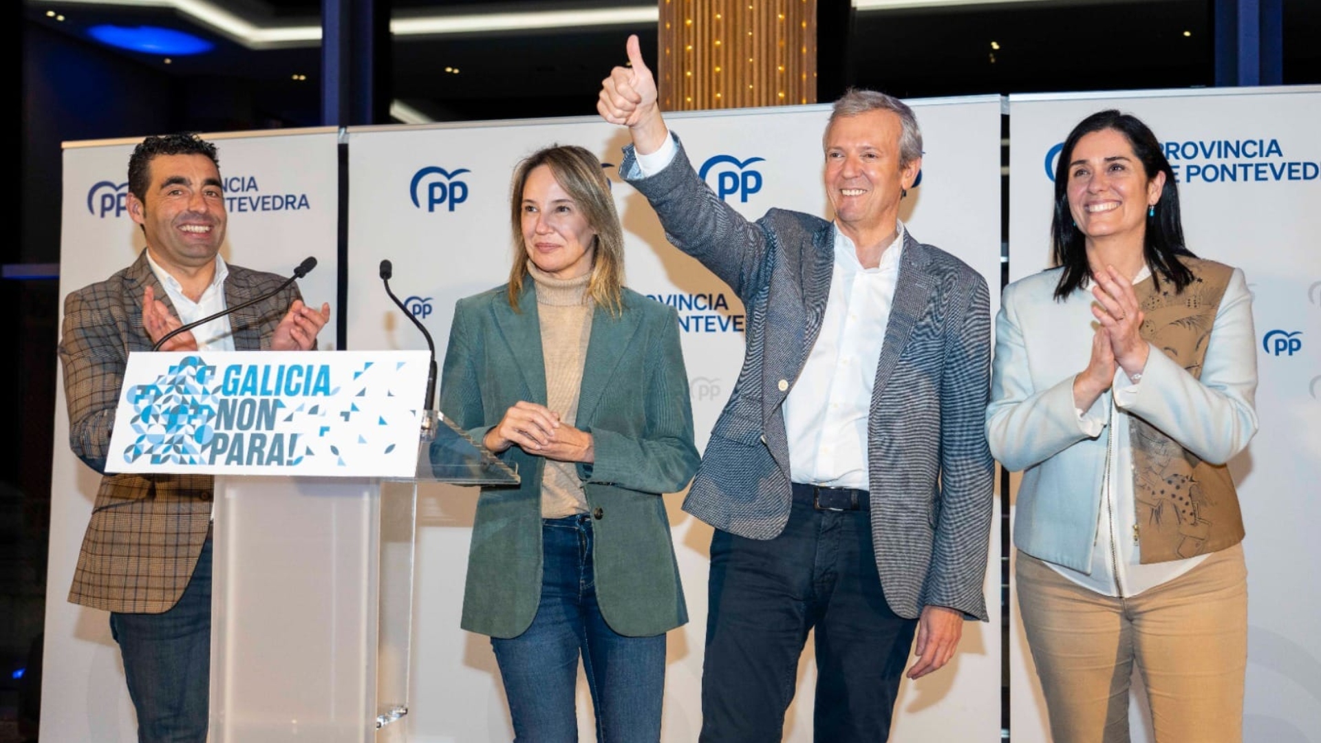 El presidente de la Xunta, Alfonso Rueda, en un acto del PPdeG en Pontevedra | PPDEG