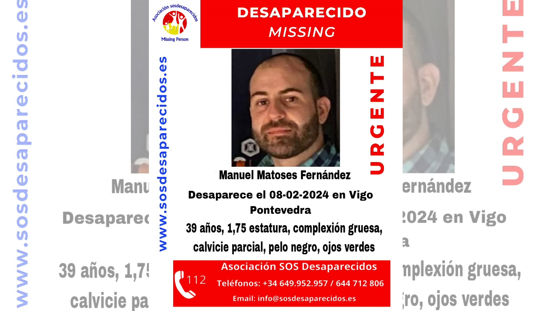 Manuel Matoses Fernández, desaparecido en Vigo desde este jueves | @SOSDESAPARECIDOS