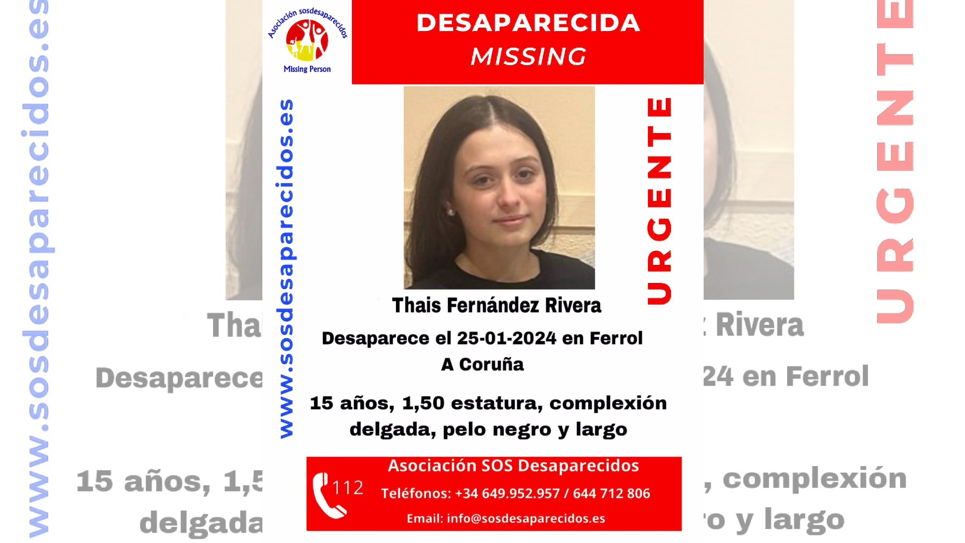 Thais Fernández Rivera, desaparecida en Ferrol desde el jueves 25 de enero | SOSDESAPARECIDOS