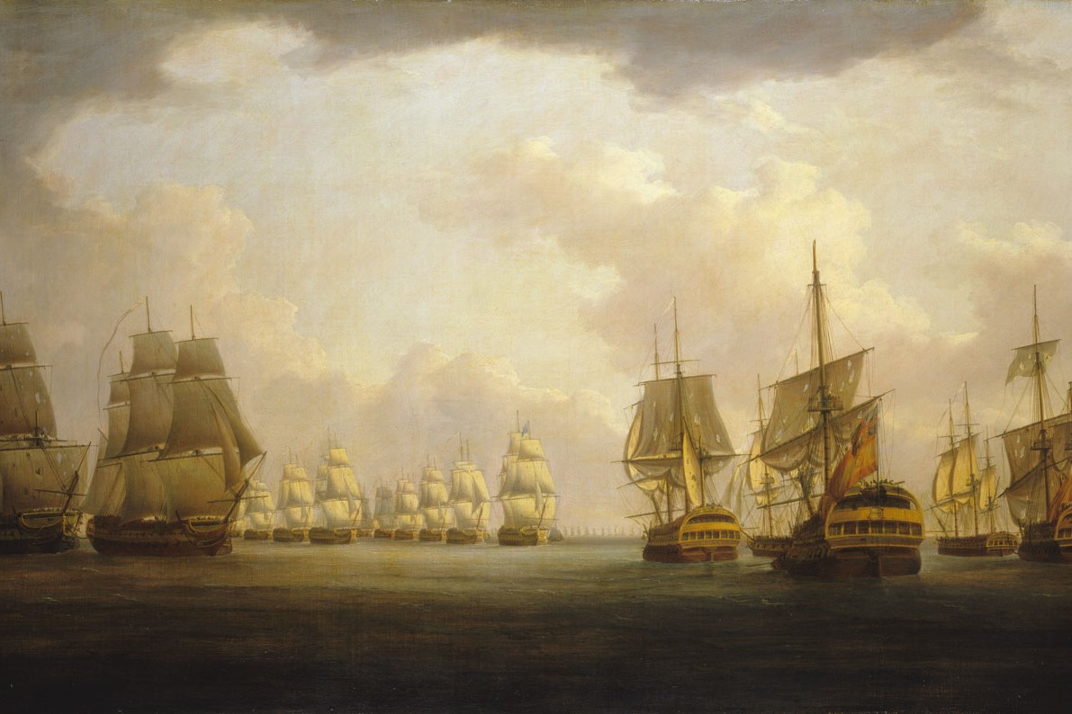 Acción del Almirante Sir Robert Calder en cabo Finisterre, 23 de julio de 1805, por William Anderson