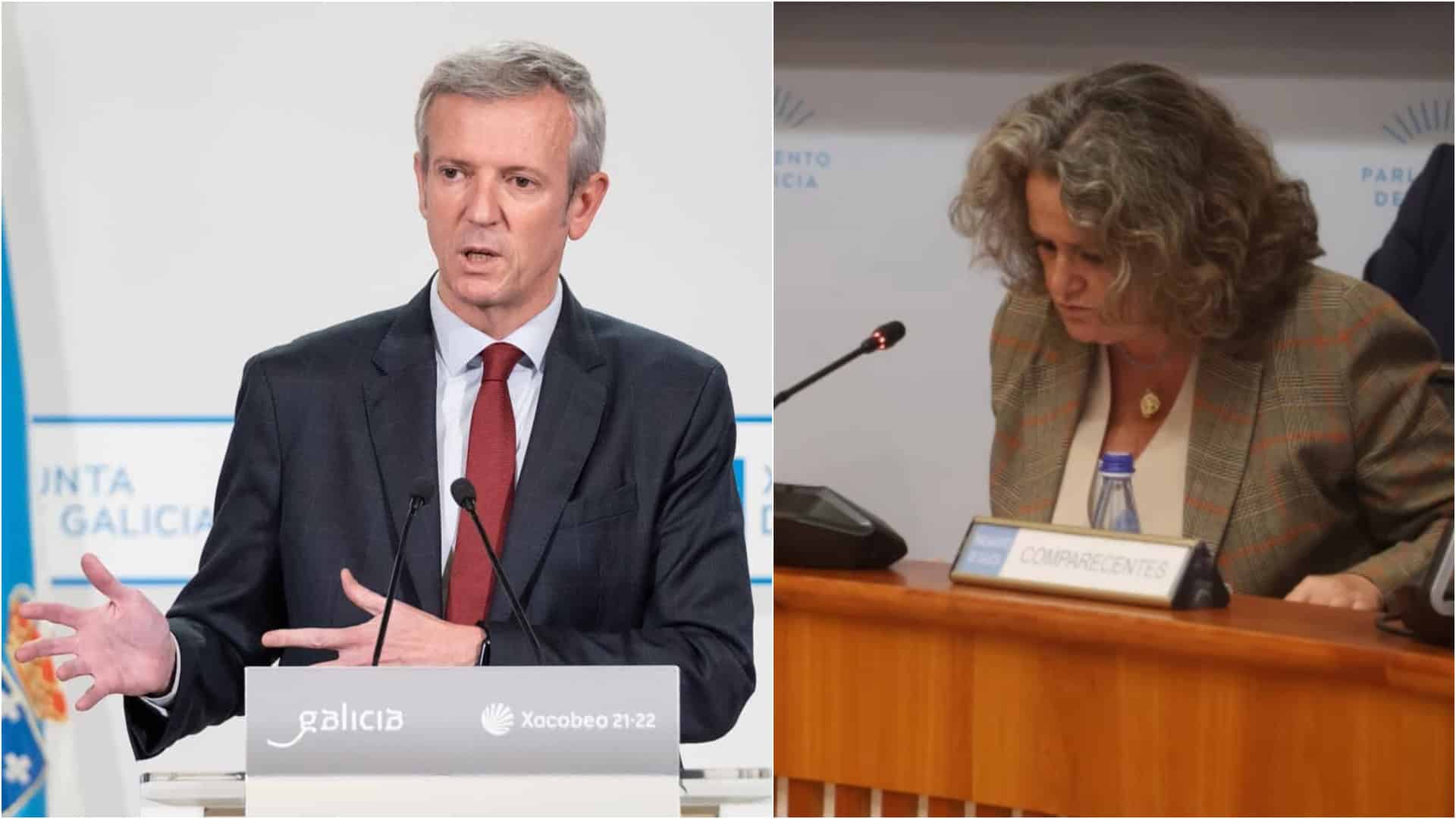 El presidente de la Xunta de Galicia, Alfonso Rueda, y la secretaria xeral de Presidencia, Beatriz Cuíña.