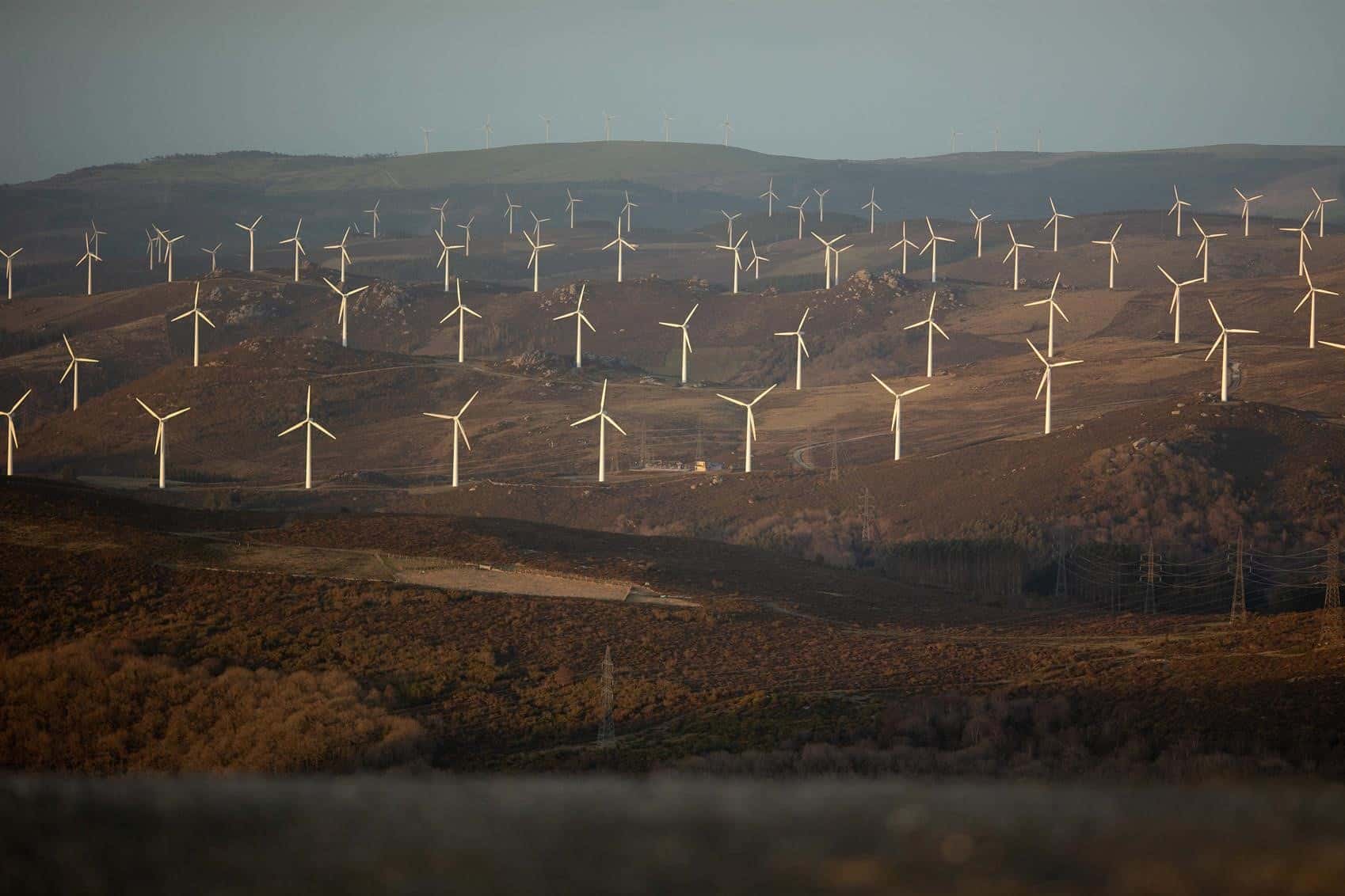 Varios aerogeneradores en el parque eólico de Vilachá, a 15 de marzo de 2024, en Lugo, Galicia | CARLOS CARLOS