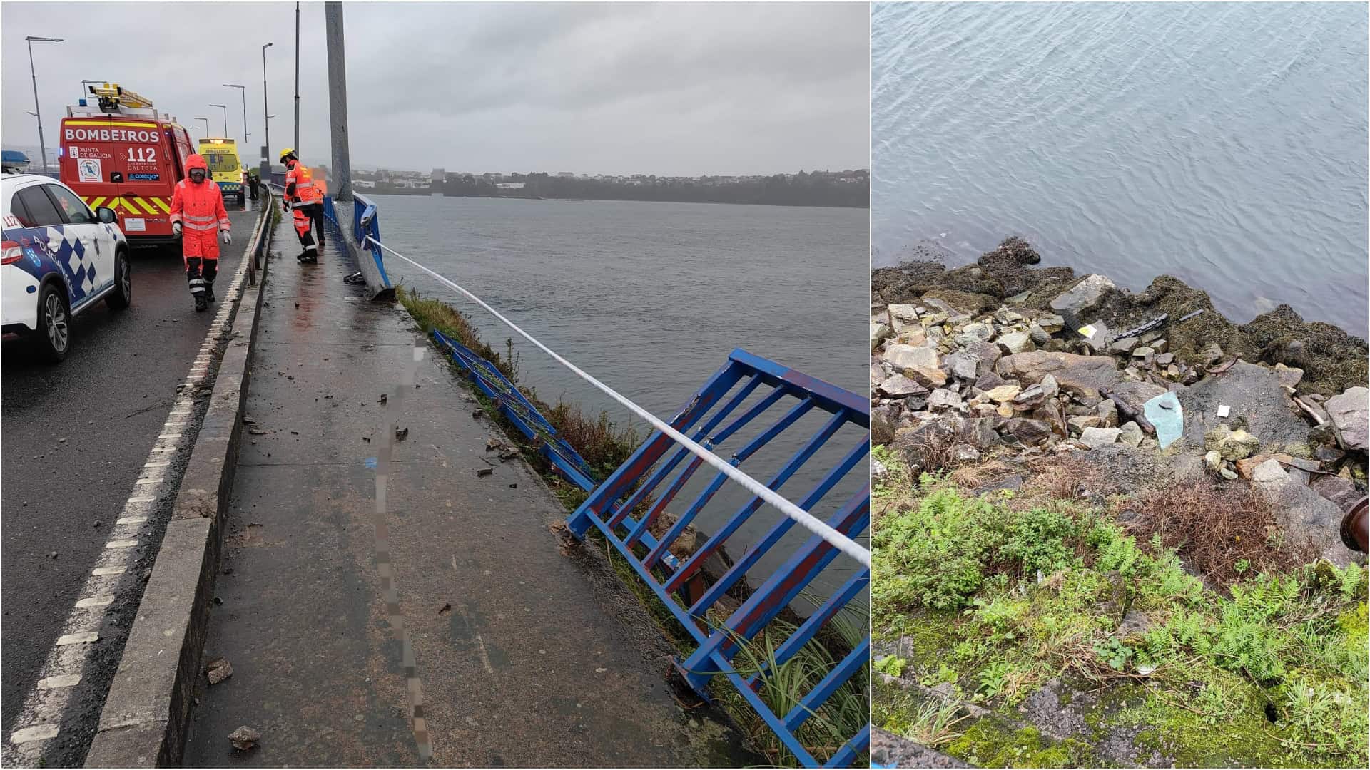 El operativo por la caída de un vehículo al mar desde el puente de As Pías | CEDIDA