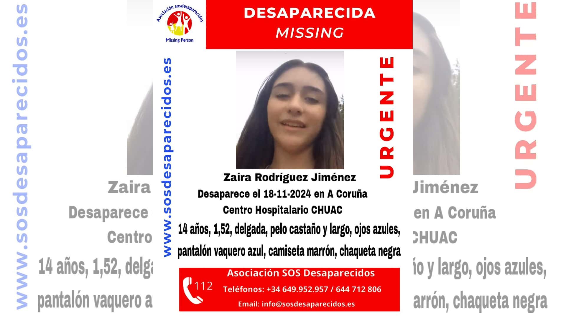 Zaira Rodríguez Jiménez, desaparecida en A Coruña desde el 18 de noviembre | @SOSDESAPARECIDOS