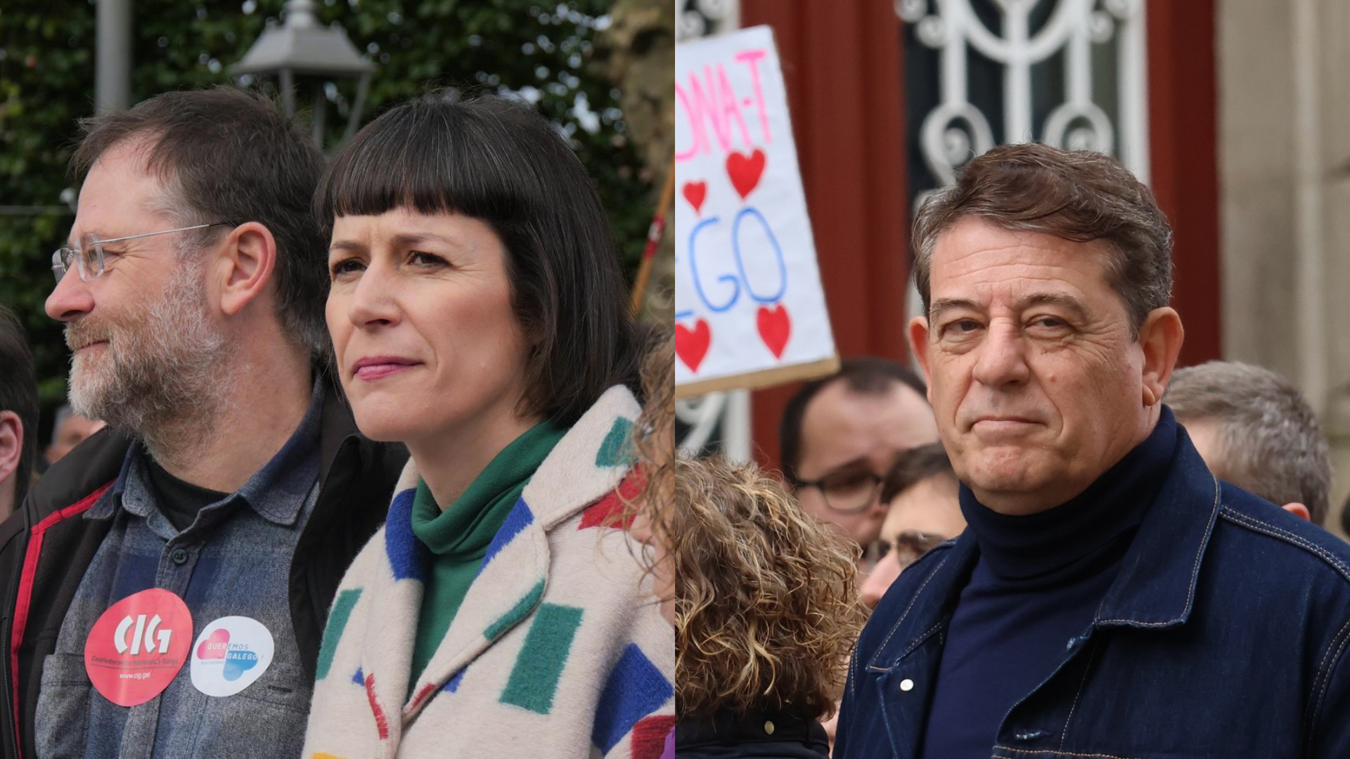 Los líderes de BNG y PSdeG, Ana Pontón y José Ramón Gómez Besteiro, en la manifestación de Queremos Galego en defensa del gallaego | BNG/PSDEG