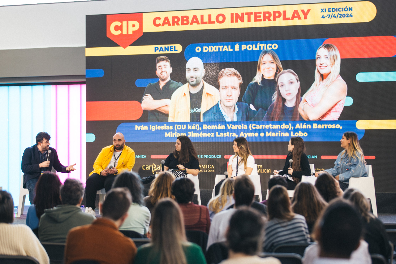 Una de las mesas redondas del Carballo Interplay 2024, espacio de debate sobre tendencias digitales, redes sociales y nuevos formatos audiovisuales.