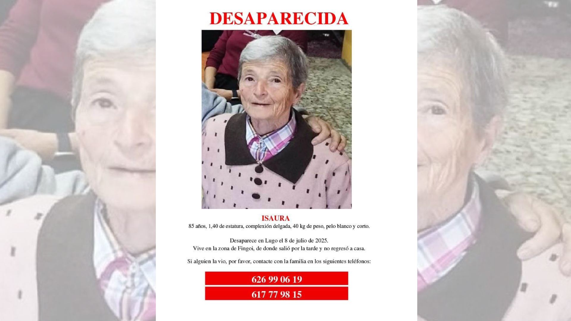 Isaura desaparecida Fingoi Lugo 8 julio