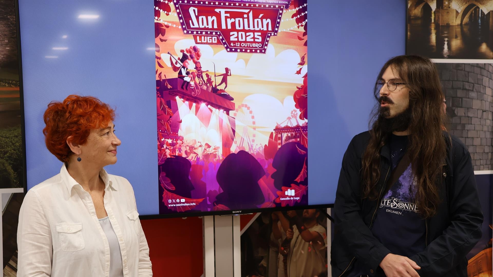 La concelleira de Cultura, Turismo e Promoción da Lingua, Maite Ferreiro y el artista lucense Iván Mouronte | CONCELLO DE LUGO