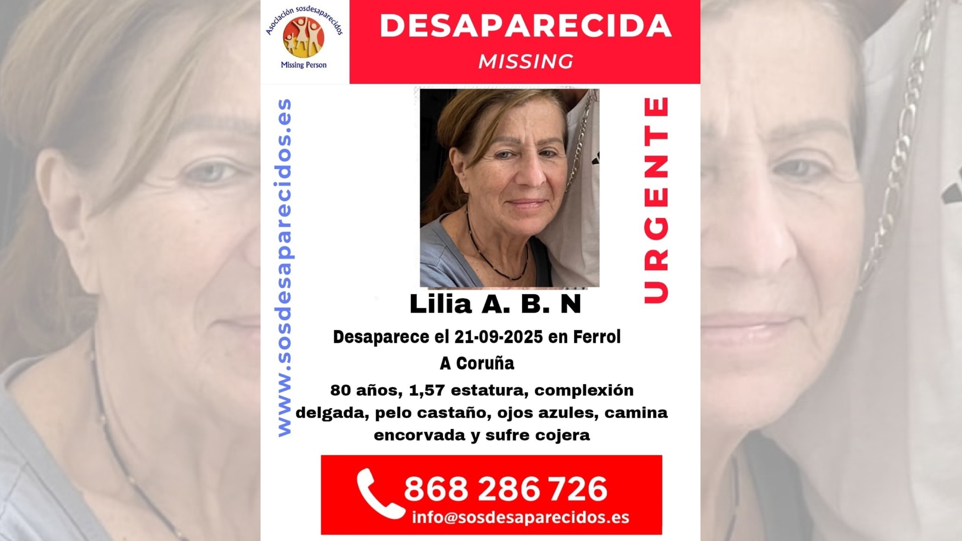 Lilia A.B.N. desaparecida Ferrol SOSDesaparecidos