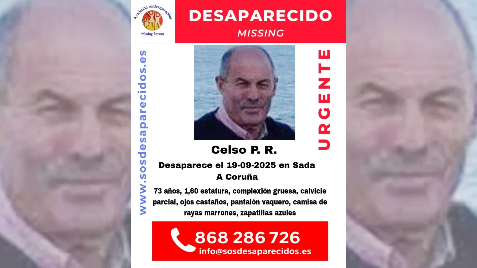 Celso Pérez Regueiro, el vecino de Sada desaparecido desde el viernes | SOS Desaparecidos