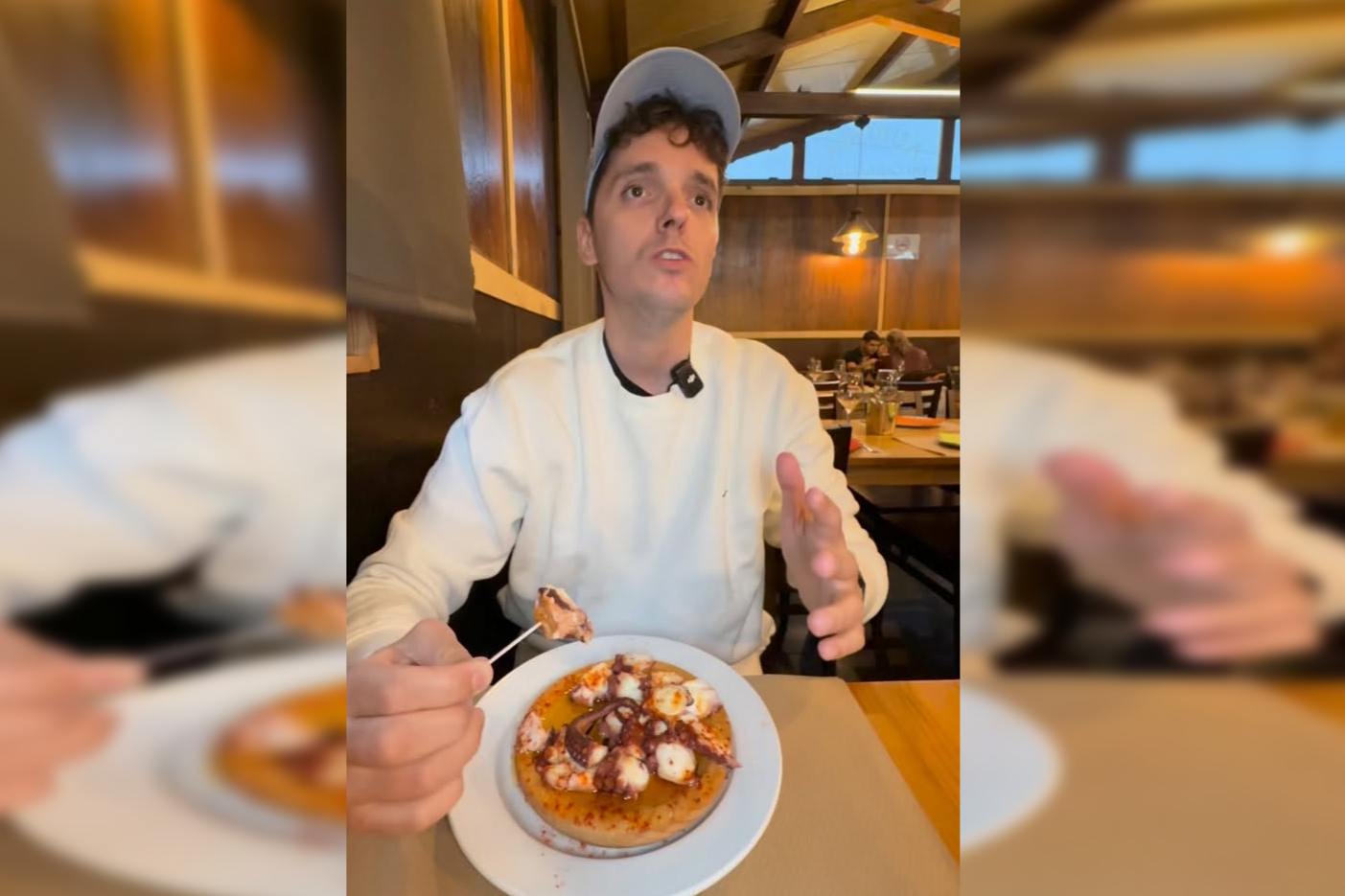 Víctor Prous graba un vídeo en una caseta del San Froilán  mientras pregunta por el origen del pulpo que se sirve en las fiestas de Lugo | @victorprous