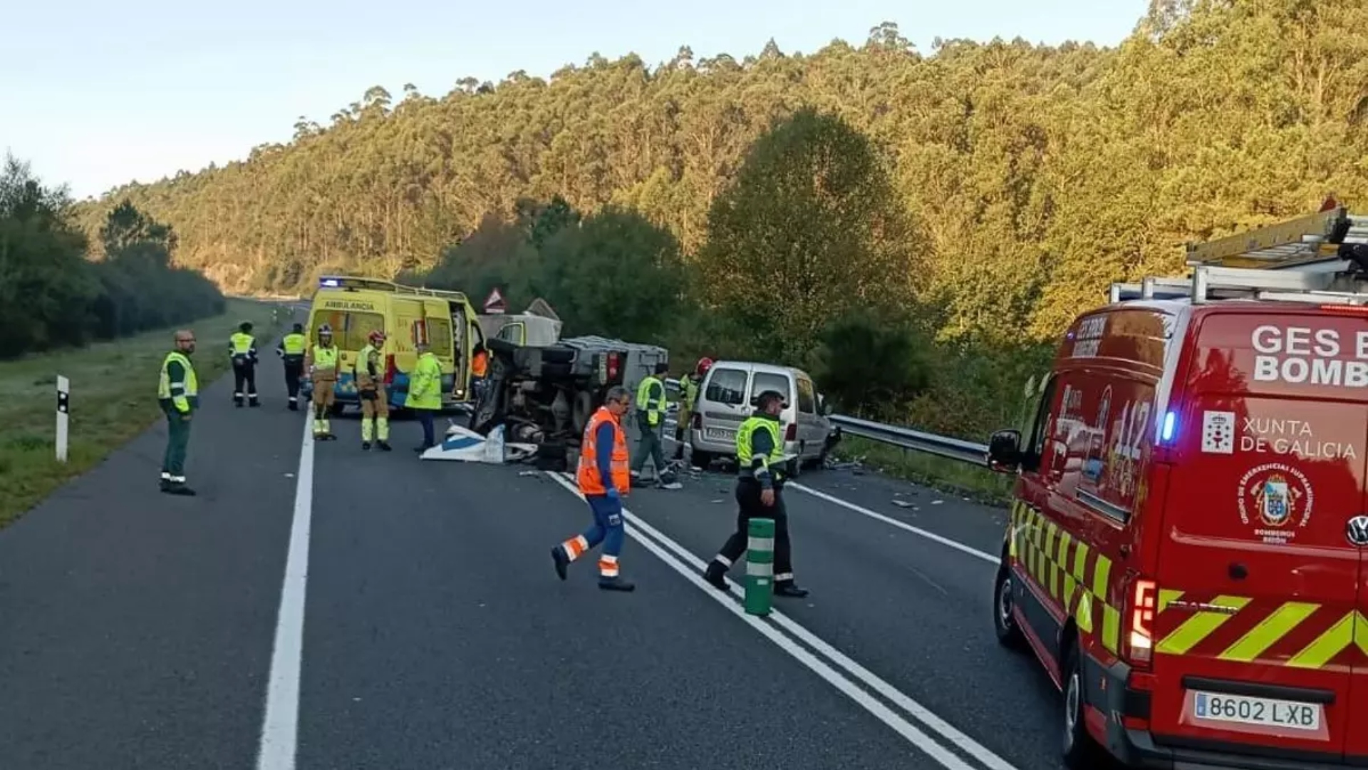 Accidente mortal camiones corredor Santiago-Noia Brión