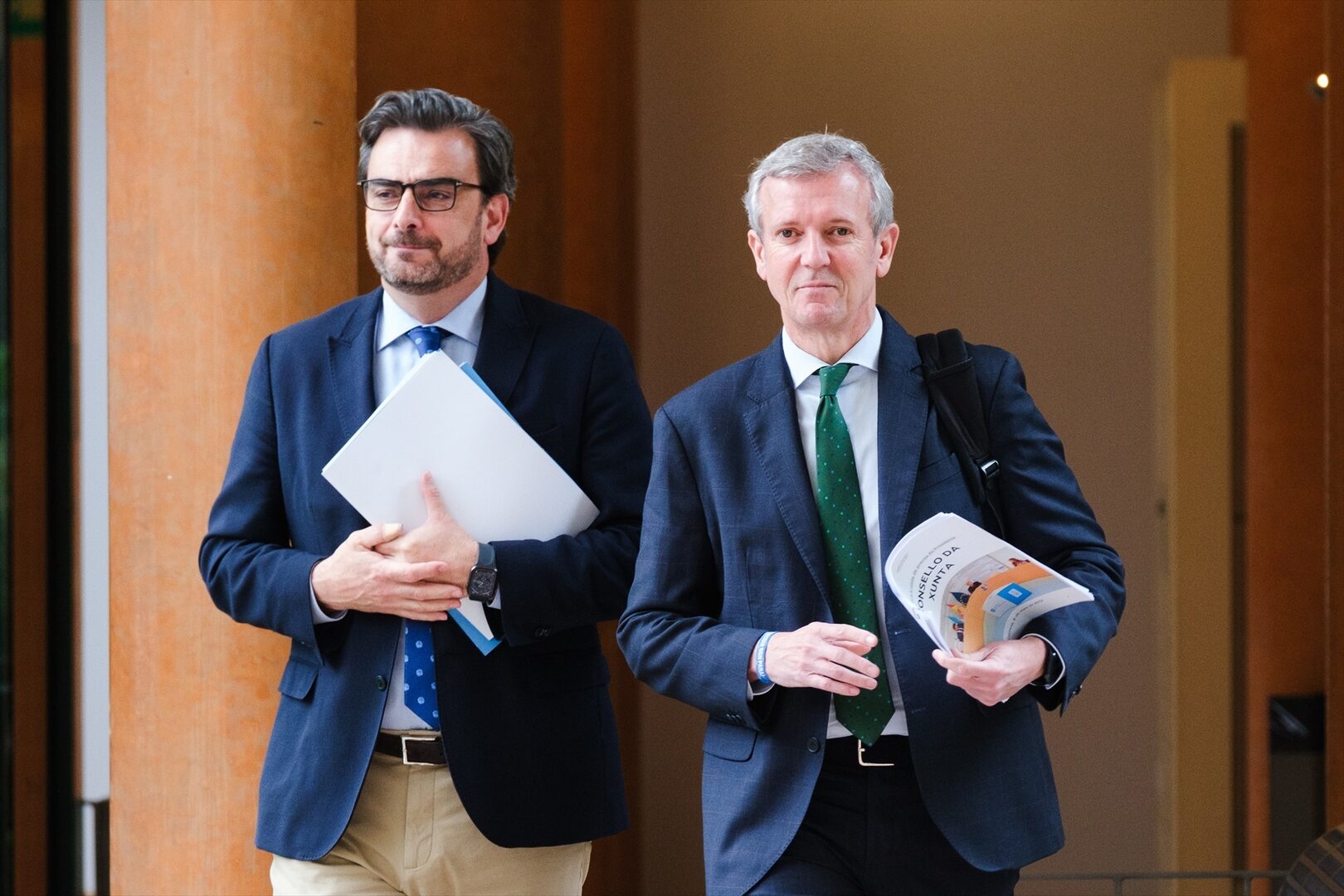 Alfonso Rueda y Diego Calvo tras una reunión del Consello de la Xunta | DAVID CABEZÓN / XUNTA DE GALICIA