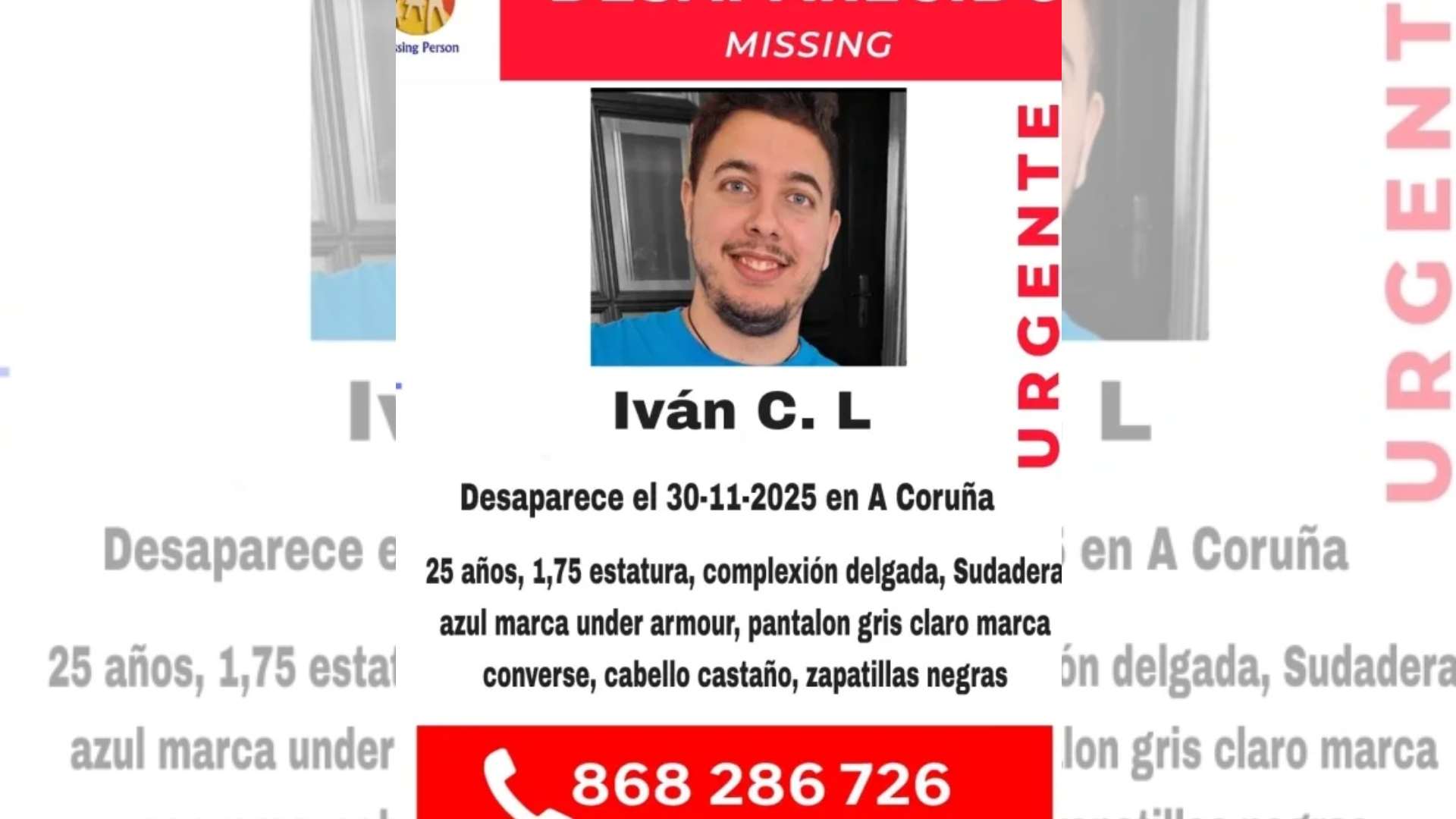 Iván C.L. desaparecido A Coruña SOS Desaparecidos