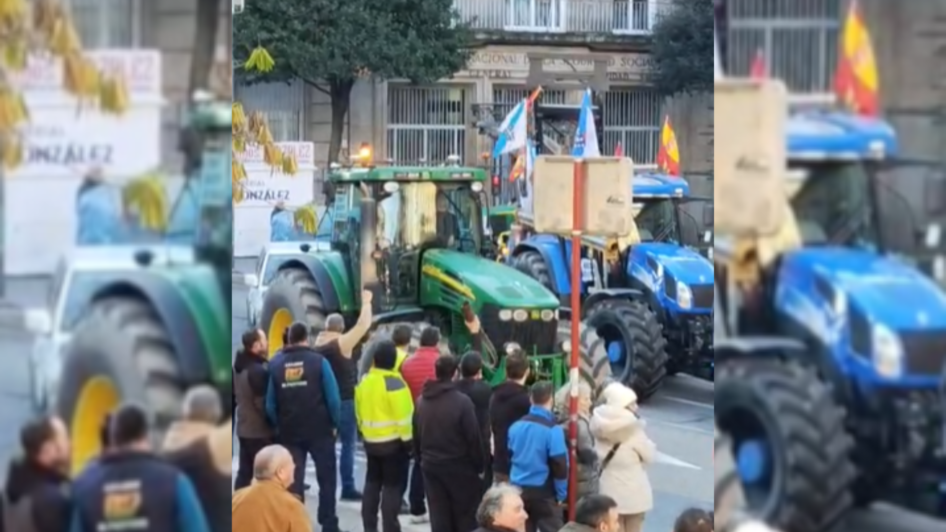 Una tractorada paraliza el centro de Ourense y San Cibrao das Viñas