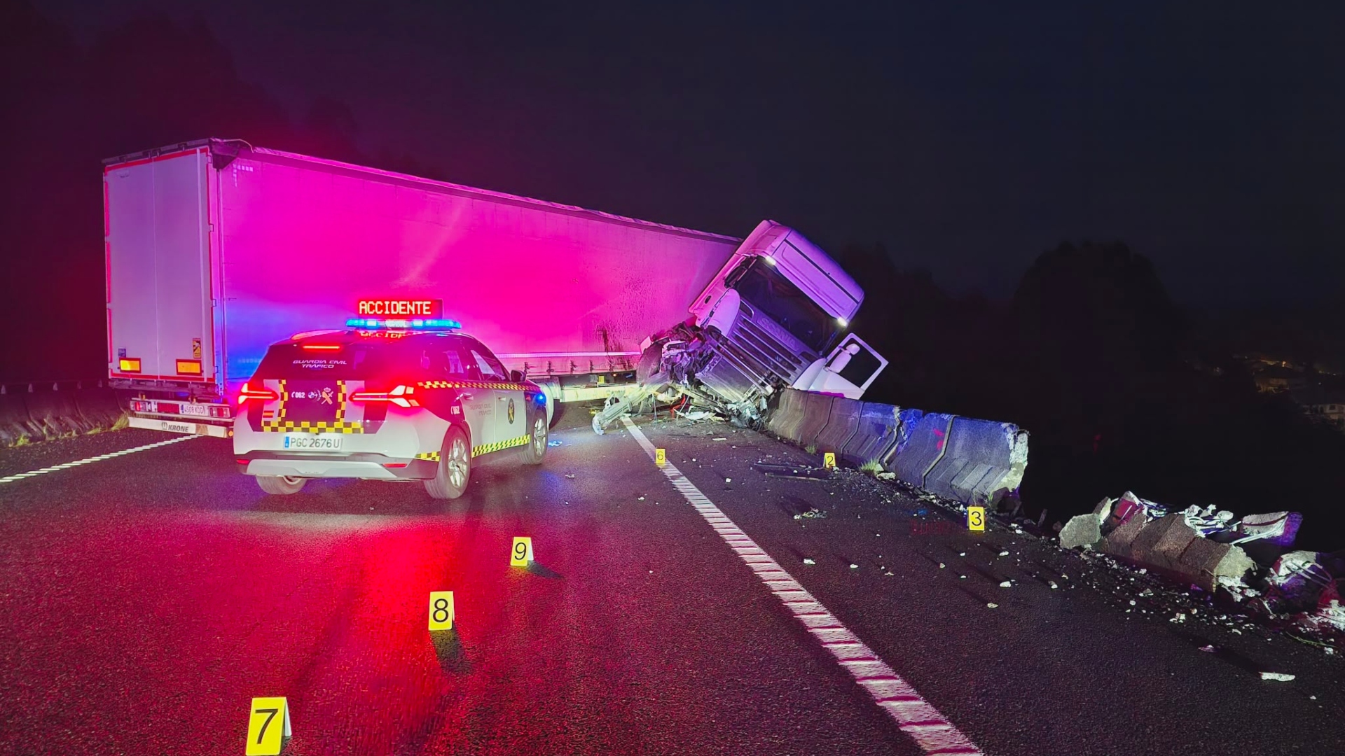 Camionero accidente mortal A-52 Melón Ourense Guardia Ciivil