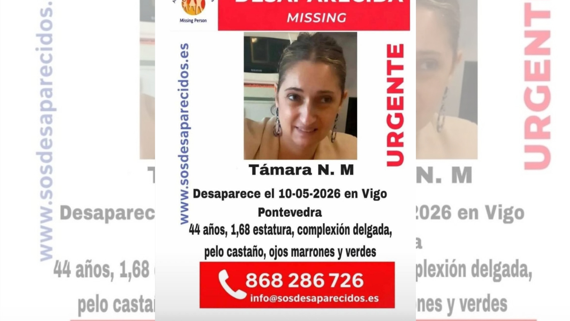 Tamara N.M., la mujer de 44 años desaparecida en Vigo desde el domingo 10 de mayo | SOS DESAPARECIDOS