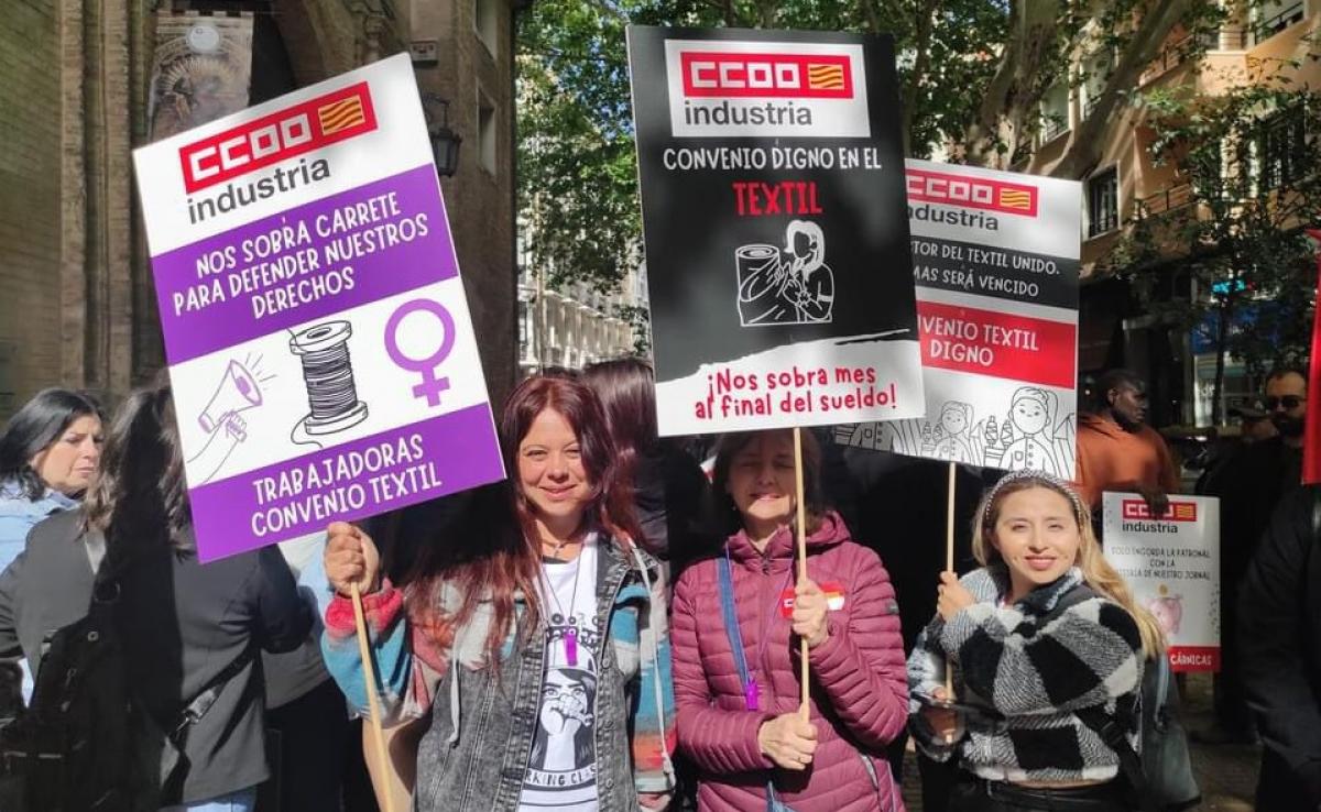 Imagen de las manifestantes del sector textil el pasado 1 de mayo | CCOO