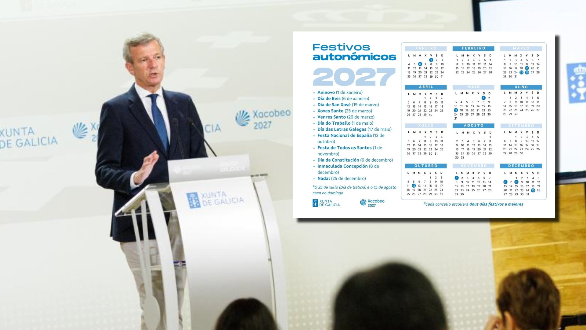 Alfonso Rueda calendario laboral 2027 Galicia