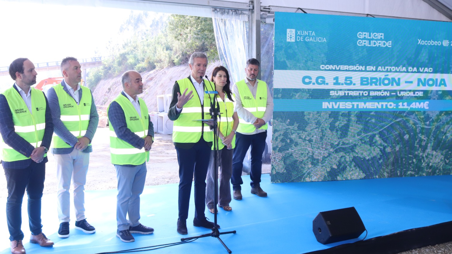 O presidente da Xunta, Alfonso Rueda, durante o anunciamento | Concello de Brión