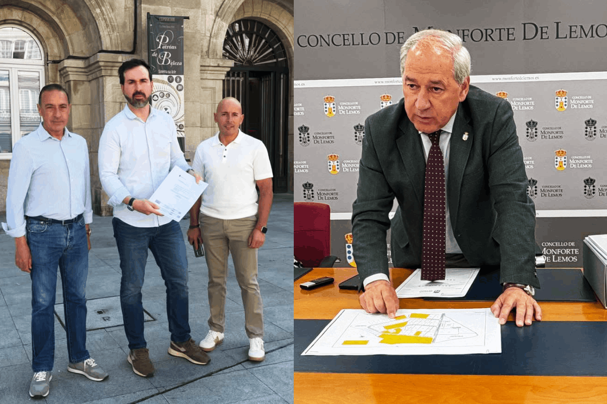 Antonio Ameijide, junto a los diputados provinciales Demetrio Salgueiro y José Ángel Santos, durante la rueda de prensa en la que denunciaron la supuesta solicitud de pago de la defensa jurídica de José Tomé por parte de la institución provincial