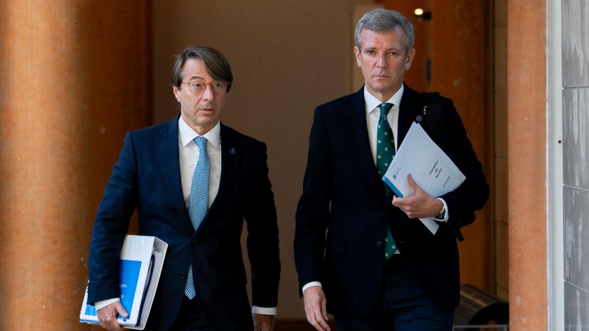 El presidente de la Xunta, Alfonso Rueda, junto al conselleiro de Facenda, Miguel Corgos | XUNTA DE GALICIA