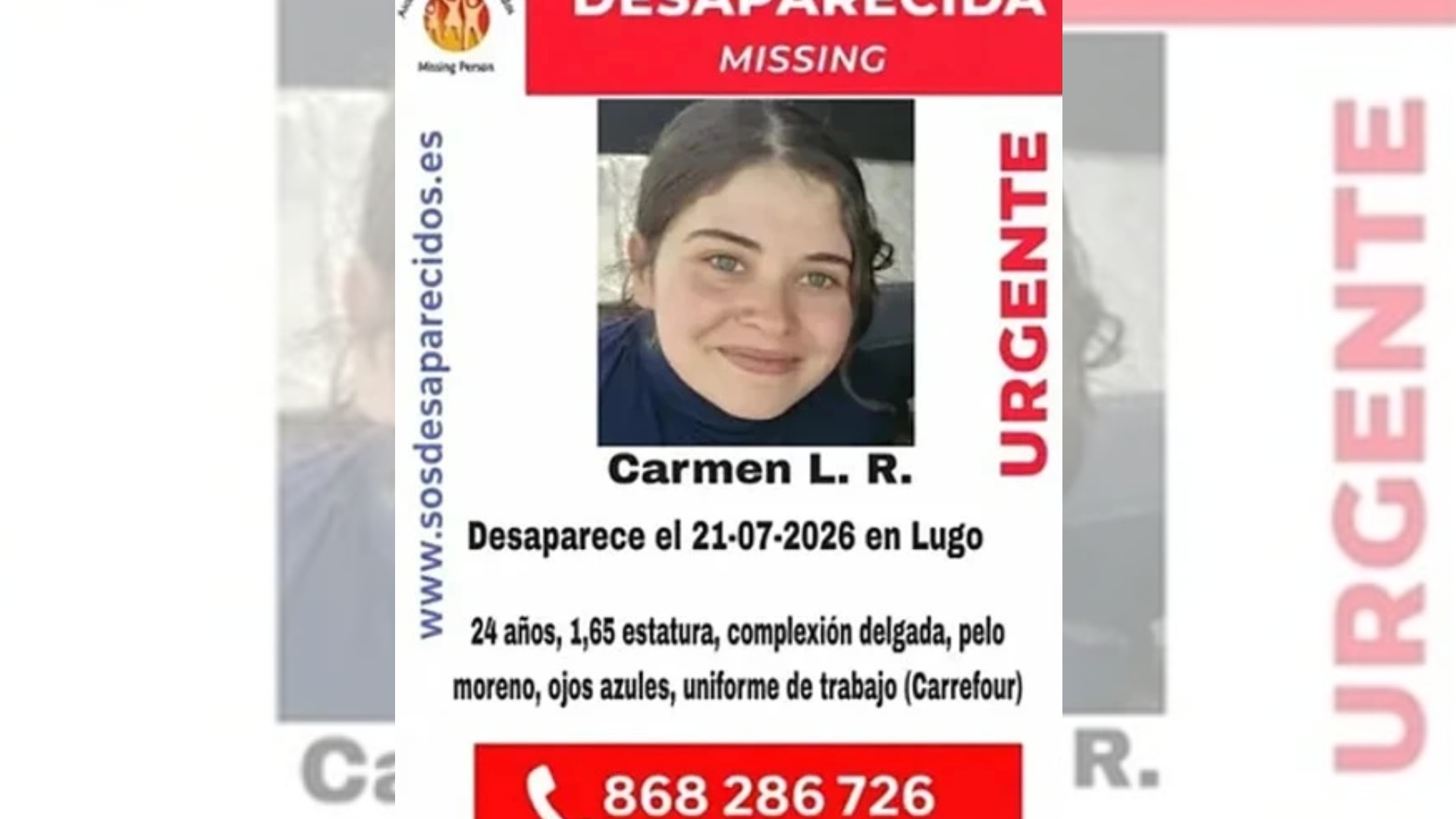 Carmen L.R. desaparecida Lugo 21 julio Carrefour