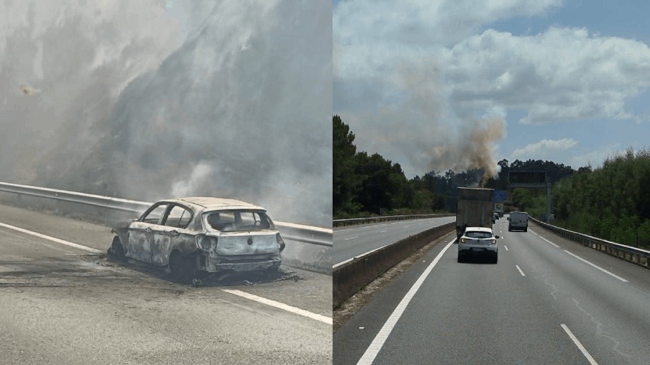 El coche calcinado en la AP-9 | Cedida