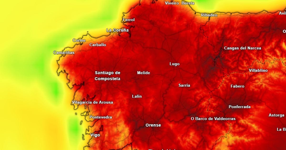 El pico de este calentamiento generalizado se producirá el domingo, una jornada en la que la cuenca del Miño y los municipios de Ourense y Pontevedra superarán los 39 grados y podrán rozar el umbral extremo de los 40 grados