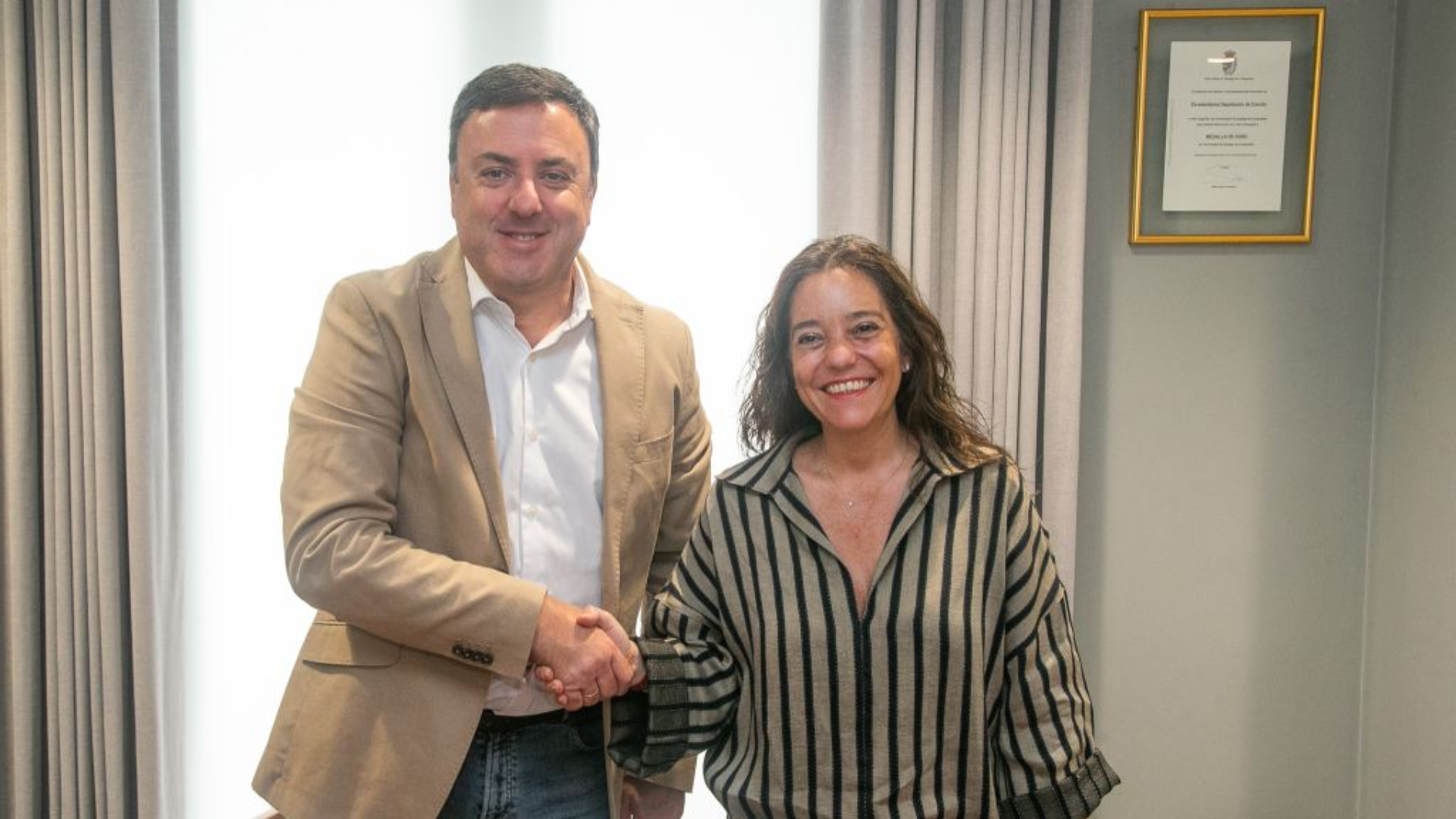 O presidente provincial, Valentín González Formoso, e a alcaldesa da Coruña e presidenta do Consorcio para a Promoción da Música, Inés Rey | Deputación da Coruña