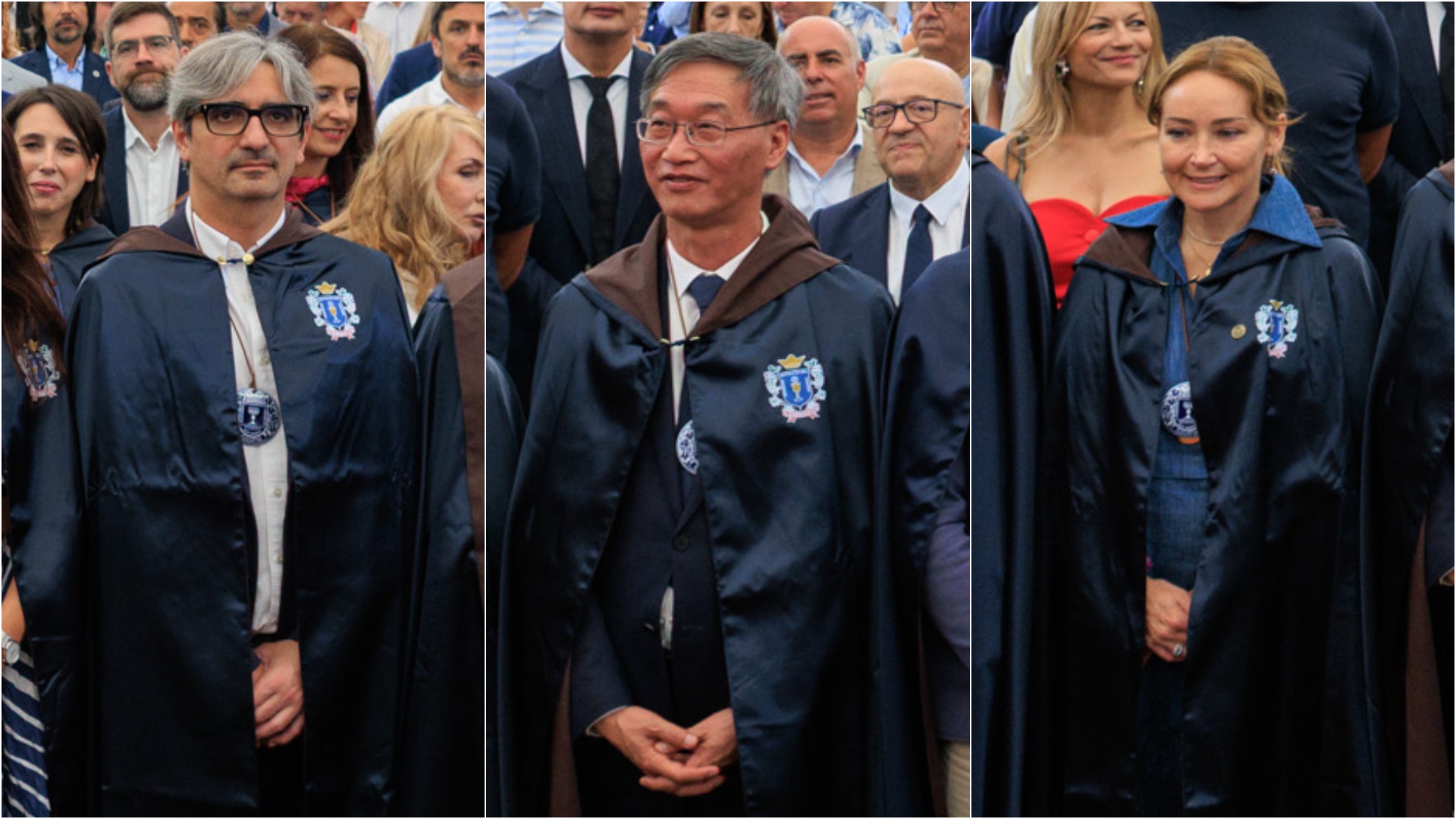 El cirujano Diego González Rivas, e embajador de China Yao Jing y la presidenta del RC Celta de Vigo, Marián Mouriño, nuevos Cabaleiros do Albariño, en Cambados | XUNTA DE GALICIA