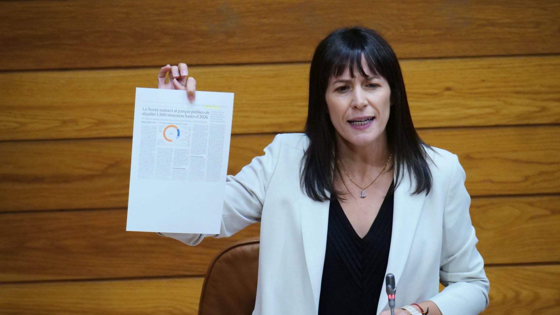 A portavoz nacional do BNG, Ana Pontón, durante a sesión de control no Parlamento de Galicia | BNG
